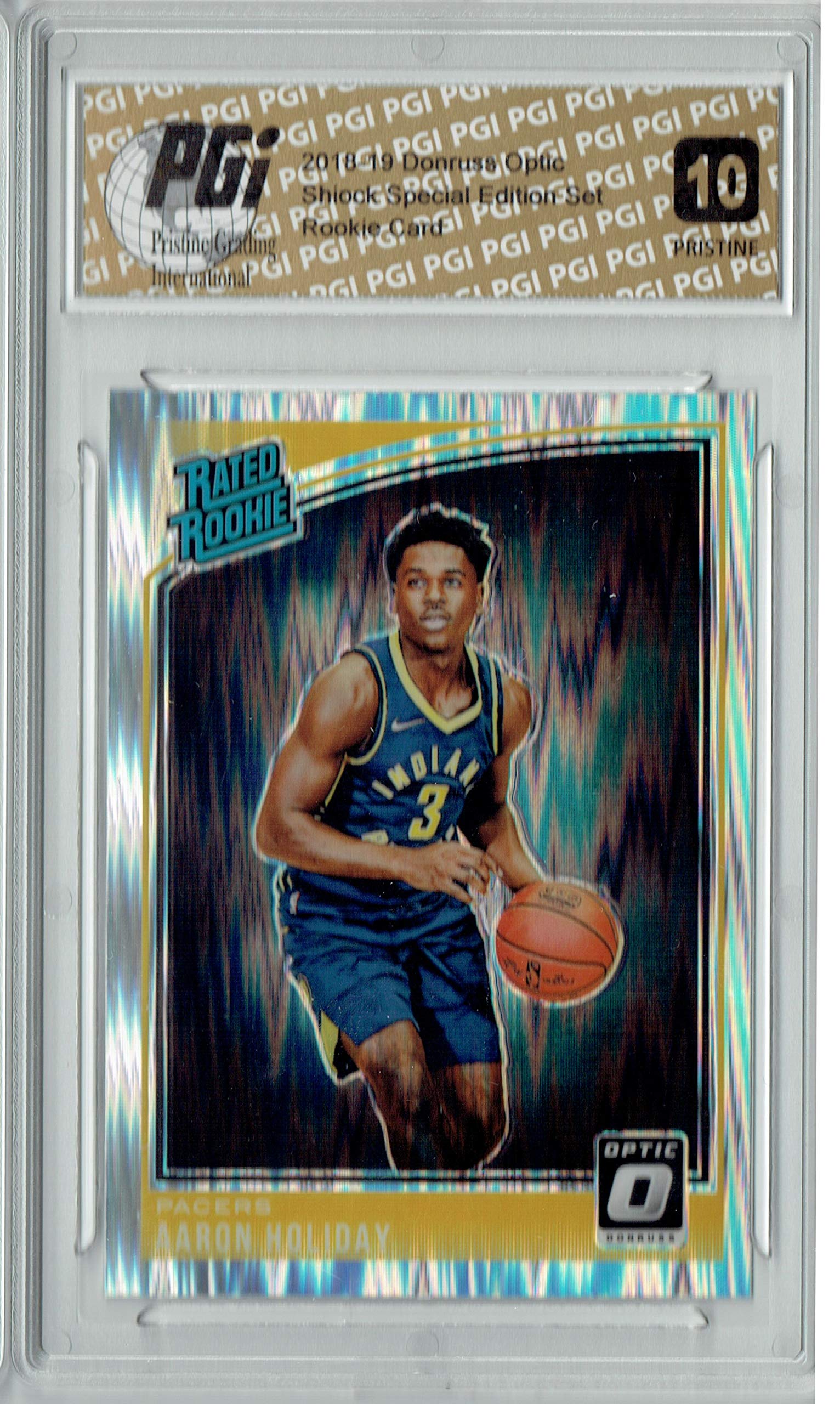 Aaron Holiday 2018 Donruss Optic Shock #176 PRISTINE Rookie Card PGI 10 - NBA Collectible for Fans & Investors, Perfect for Display or Trading