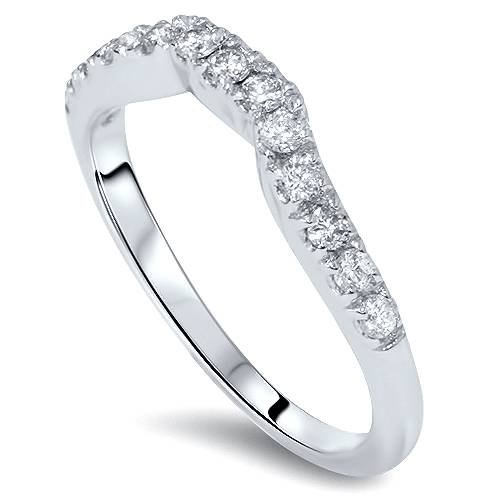 14K White Gold 3/8ct Diamond Curved Guard Ring for Women - Elegant Wedding Band, Anniversary Gift for Her, Promise Ring, Bridal Jewelry (Perfect for Engagements, Anniversaries & Special Occasions)