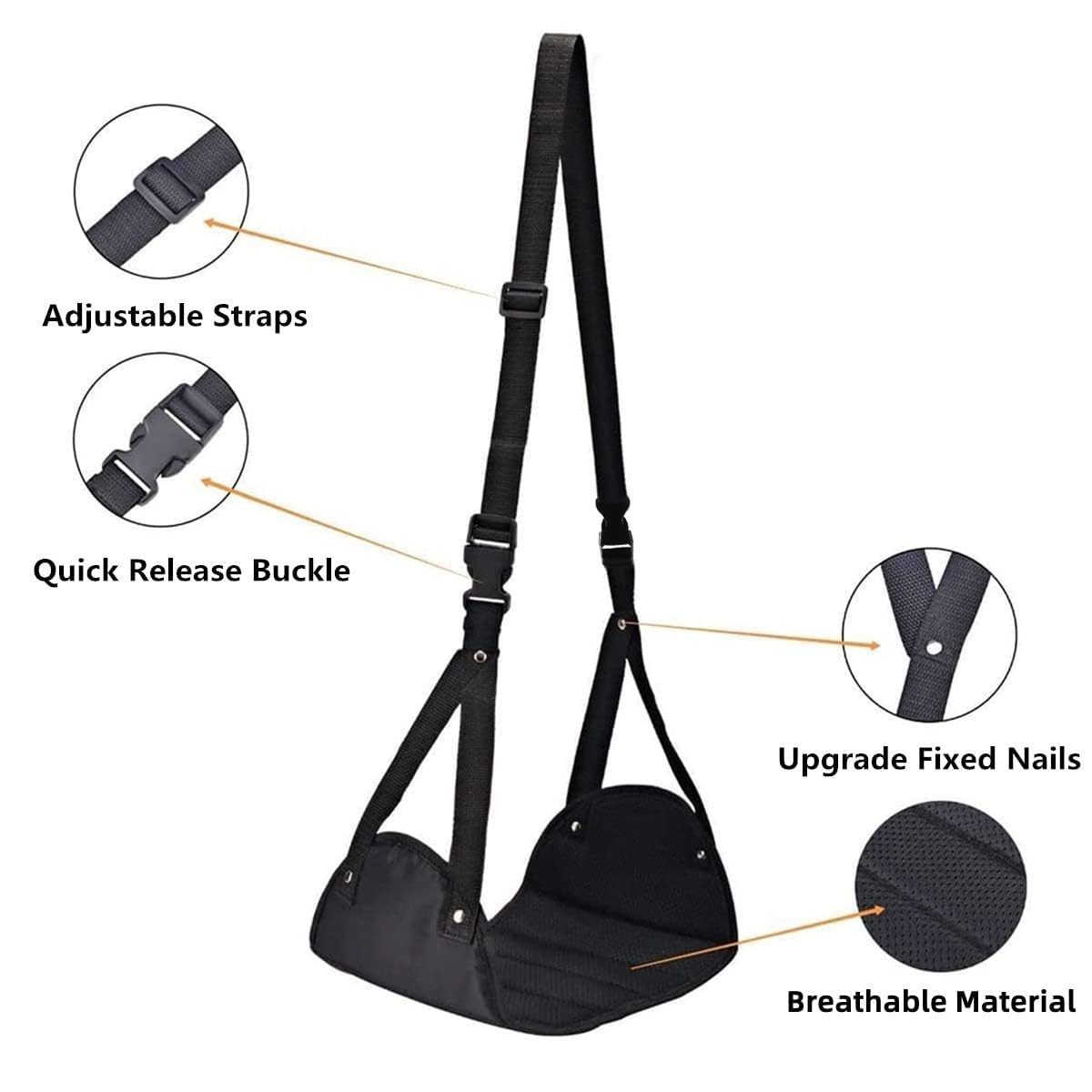 Premium Airplane Foot Rest with Adjustable Height - Comfortable Travel Footrest Made of High-Quality Foam - Portable Flight Accessory for Carry-On - Perfect for Long Flights & Road Trips (Black)