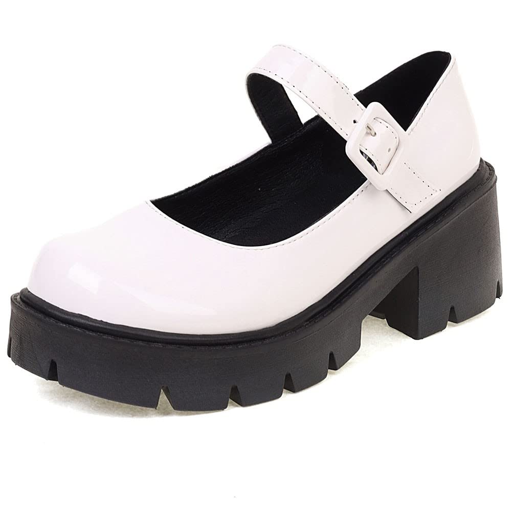 **AOSPHIRAYLIAN Women's Gothic Platform Mary Jane Shoes - Chunky Heel Ankle Strap Dress Pumps for Cosplay, Lolita Fashion & Vintage Outfits**