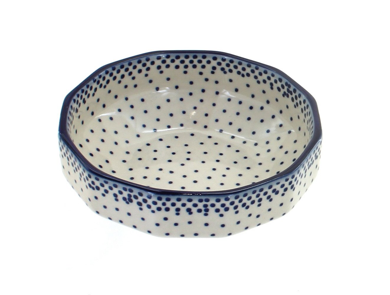 Handmade Blue Rose Polish Pottery Bowl with Small Dots - Ceramic Decorative Serving Bowl for Salads, Snacks & Home Decor