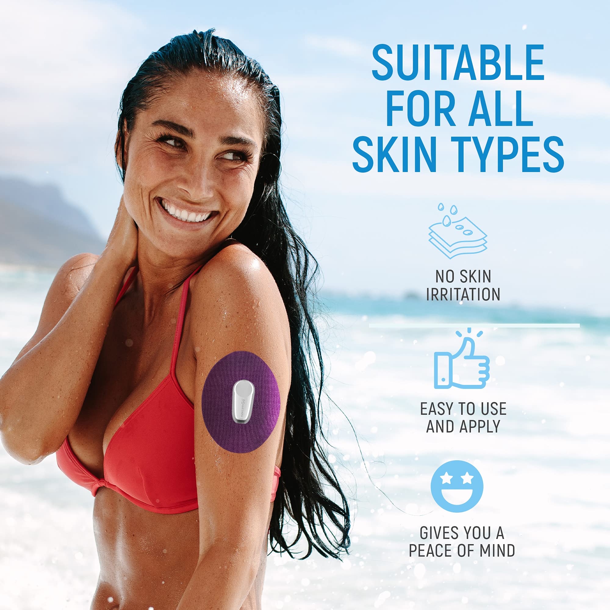 Dexcom G6 Adhesive Patch - Waterproof & Extra Strong Adhesive for Continuous Glucose Monitor - Perfect for Swimming, Sports & Active Lifestyle (Purple)