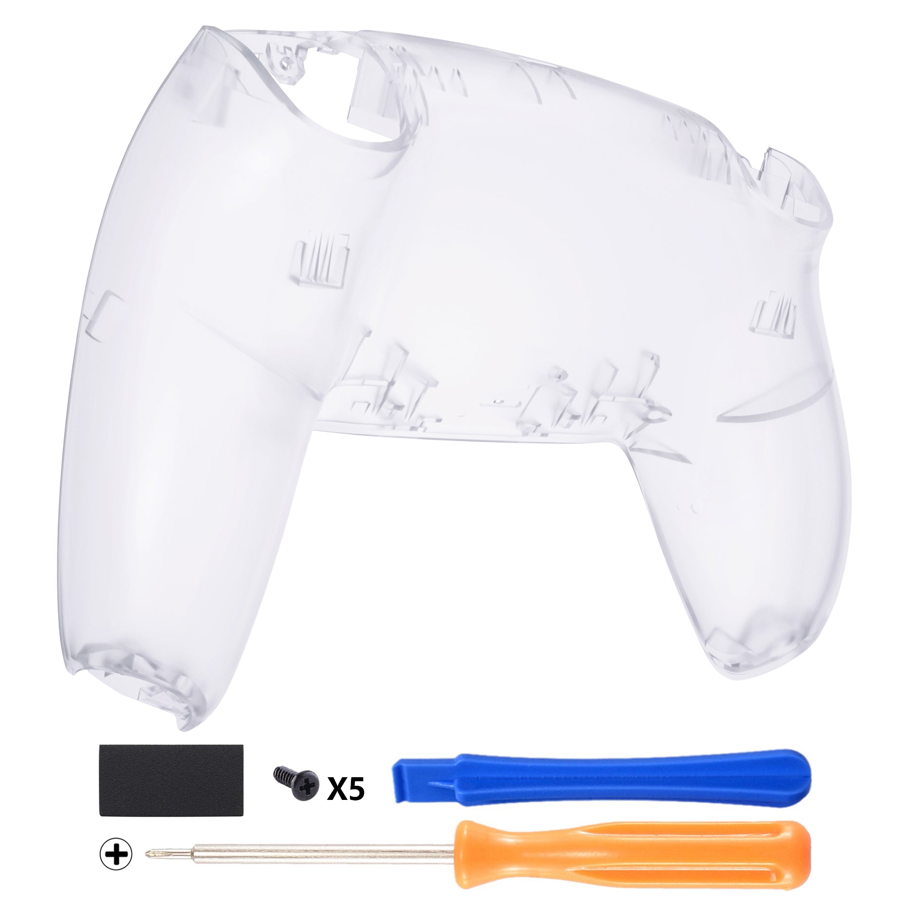 eXtremeRate Clear Custom Back Housing Bottom Shell for PS5 Controller - Replacement Back Cover (DPFM5001) | Perfect for Gaming, Customization & Repair