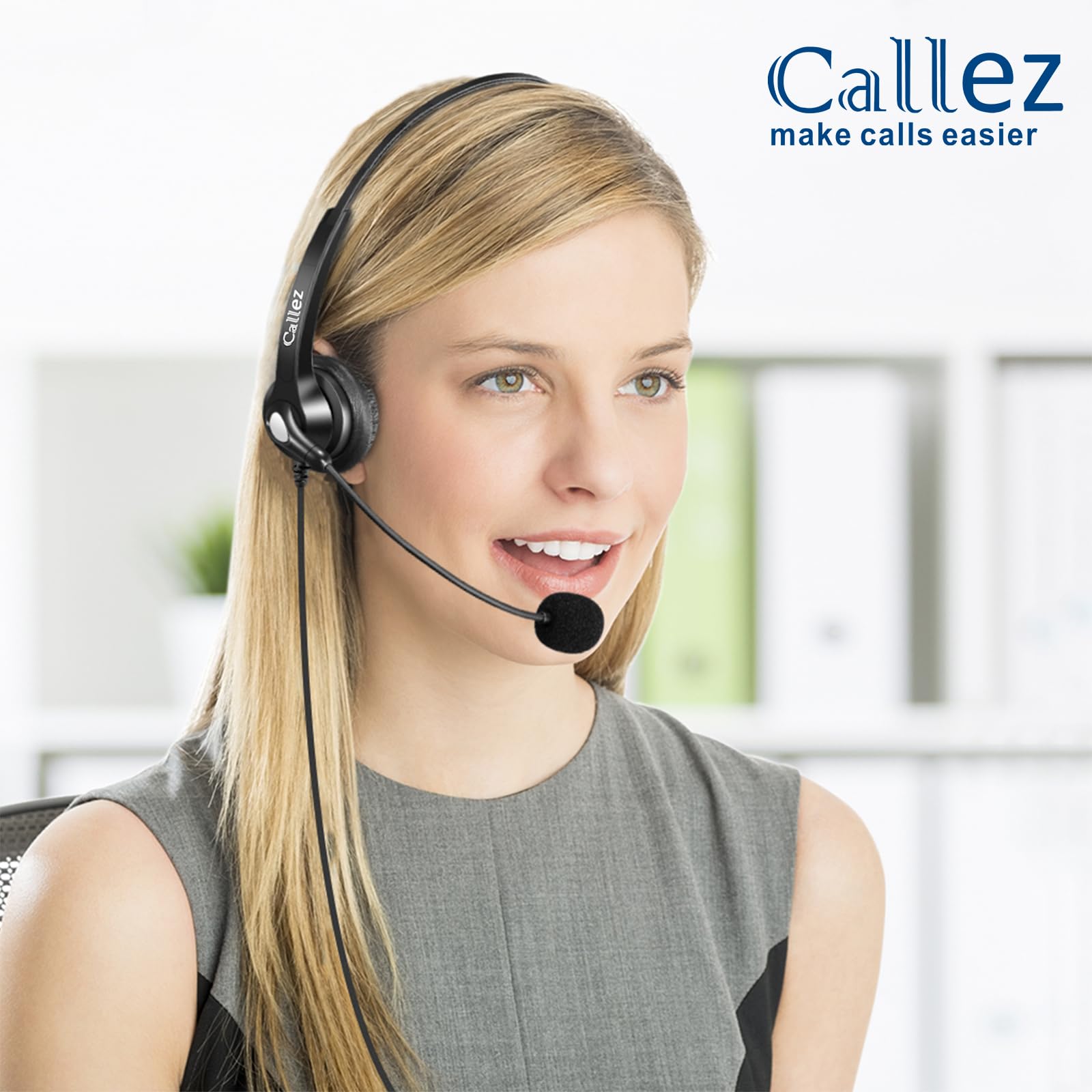 **Callez 2.5mm Wireless Headset with Noise Canceling Microphone – Compatible with DECT, AT&T ML17929, Vtech, Uniden, RCA, Cisco – Ideal for Call Centers, Home & Office Use (Model C300D1)**    *(Use Cases: Perfect for remote work, customer service, telemarketing, and long phone conversations with clear audio quality.)*