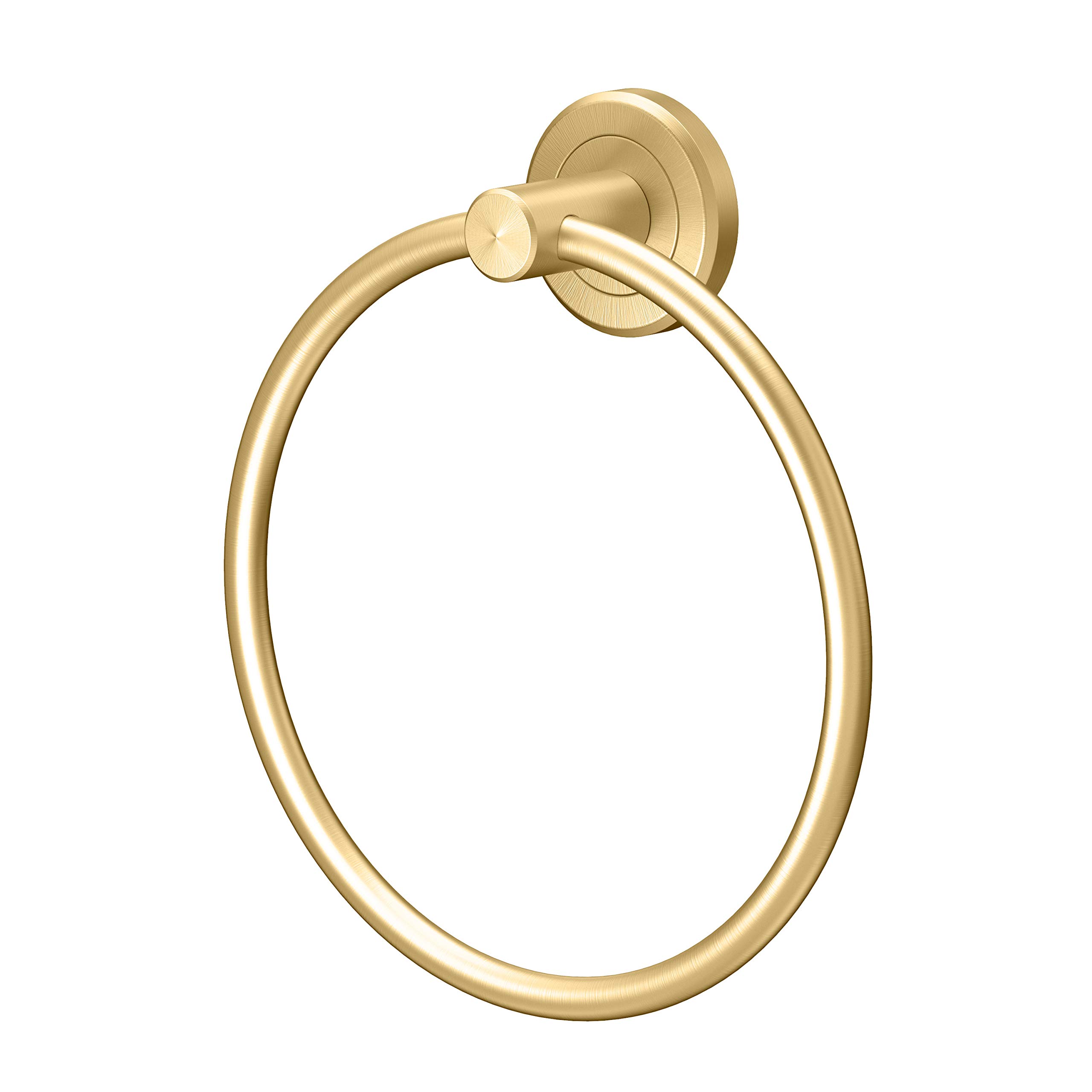 Gatco 4232 Latitude II Brushed Brass Wall Mounted Towel Ring - 6.5 Inch Bathroom Hand Towel Holder for Modern & Traditional Home Decor