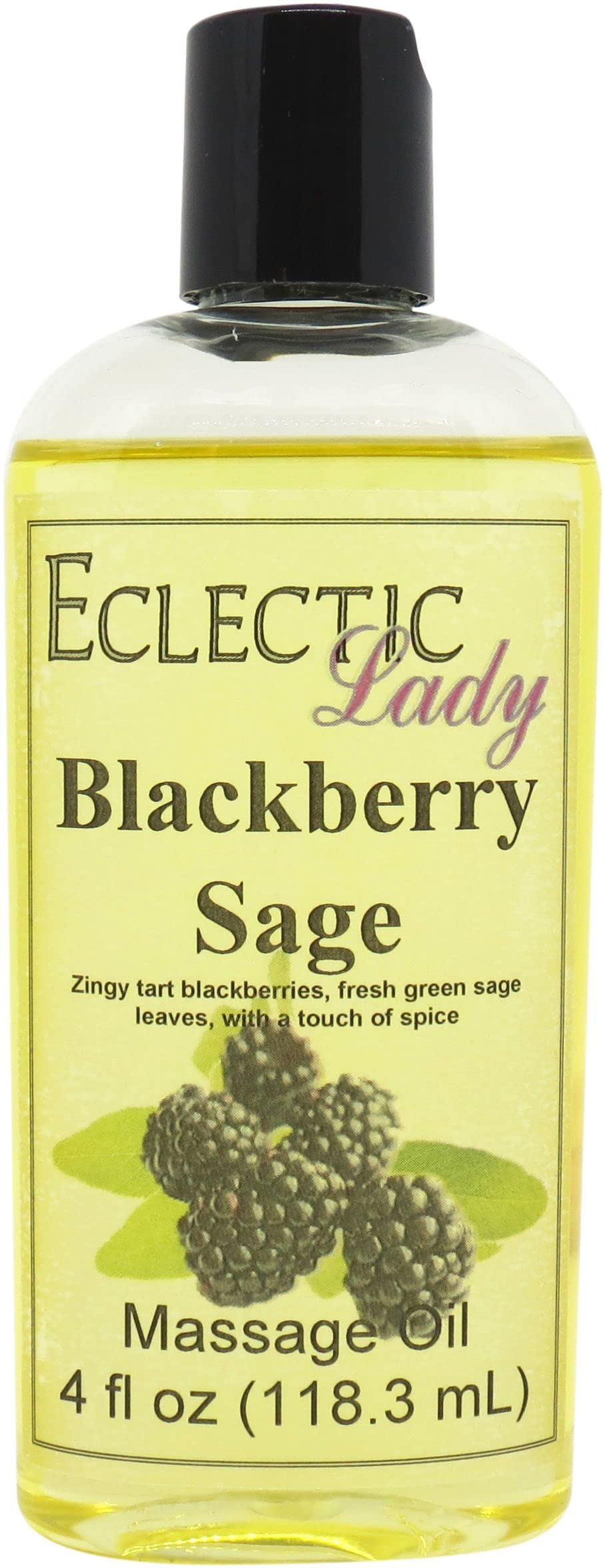 Blackberry Sage Massage Oil 4oz - Natural Blend with Sweet Almond & Jojoba Oil | Preservative-Free Aromatherapy Oil for Relaxation, Stress Relief & Couples Massage | Perfect for Spa Nights, Self-Care Routines & Gift Giving