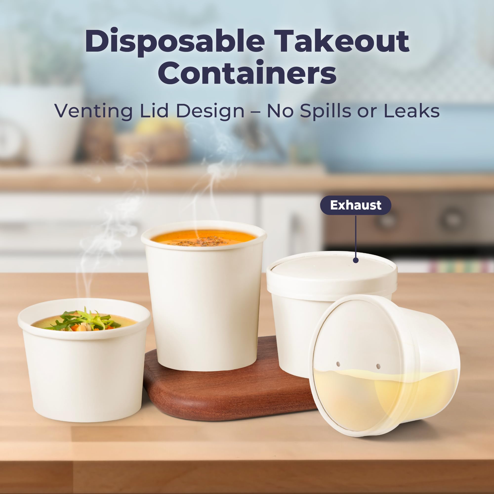 250 Pack 8 oz White Disposable Paper Soup Containers with Lids - Leakproof Hot/Cold Food Storage for Restaurants, Takeout, Meal Prep, Ice Cream, Salads, Stews & Frozen Yogurt - Perfect for Catering, Food Trucks & Home Use