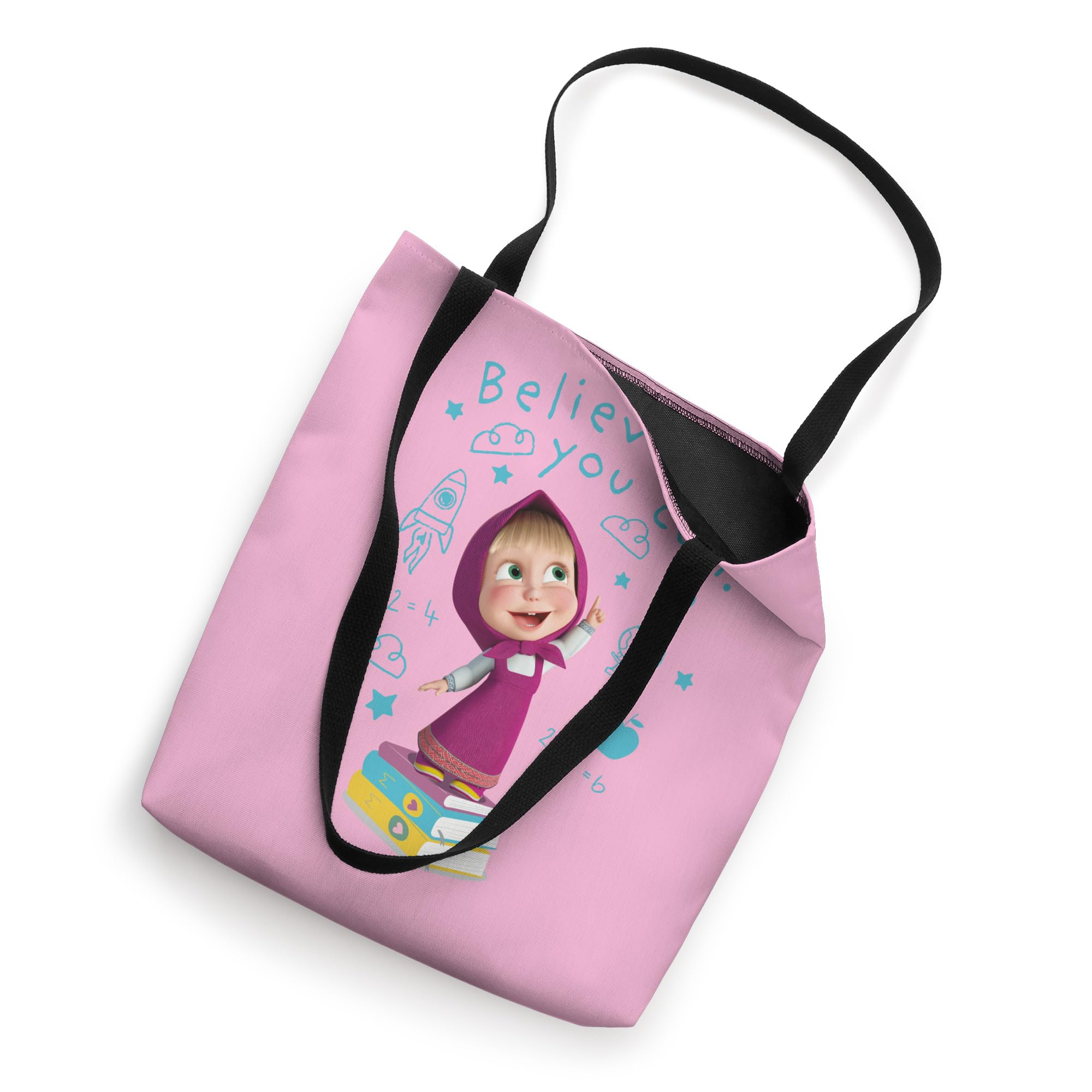 Masha and the Bear Inspirational Tote Bag - 'Believe You Can!' Cute Cartoon Design - Perfect for School, Shopping, and Everyday Use