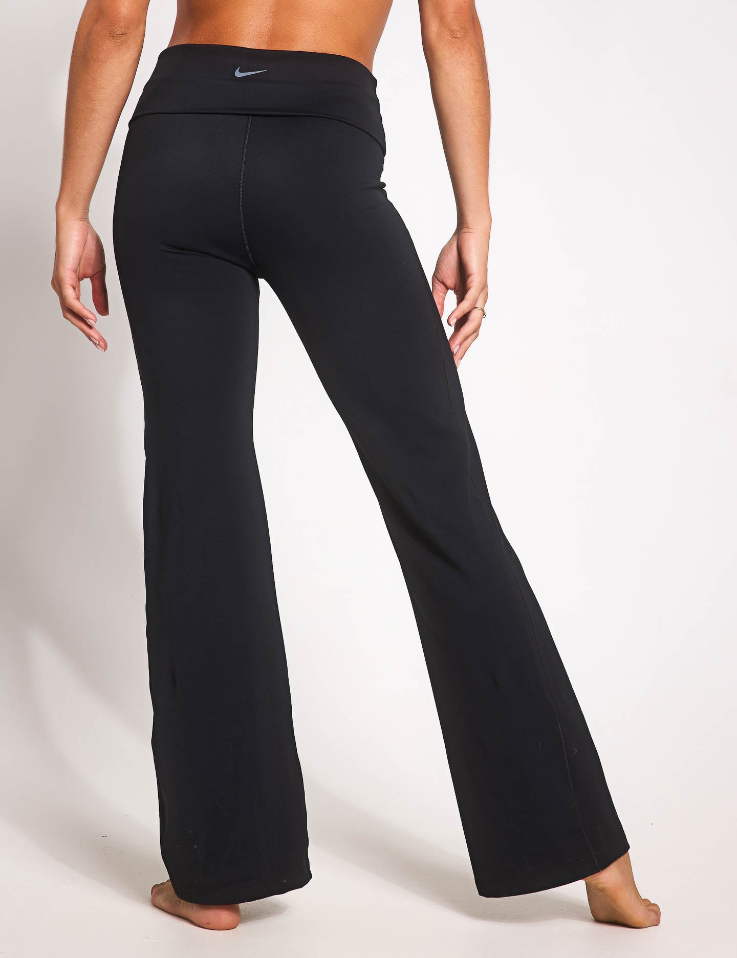 One Dri FIT Fold Over Yoga Pants for Women - Breathable Workout Leggings - Black | Perfect for Gym, Running & Lounge Wear