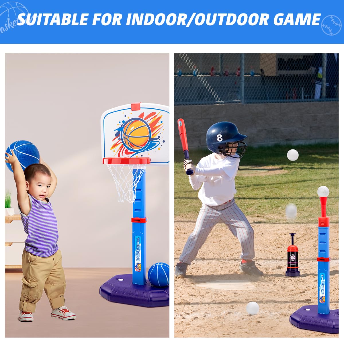 Meland 4-in-1 Kids Basketball Hoop - Indoor/Outdoor Sports Toy for Toddlers