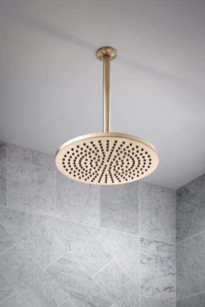 Brilliance Luxe Gold 12 Round Raincan Shower Head 2.5 GPM - Brizo 81392 GL 2.5 - Perfect for Spa-Like Bathroom Upgrades & Luxury Home Renovations