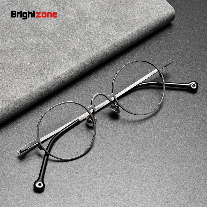 Brightzone Unisex Full Rim Oval Round Titanium Eyeglasses Frame 74080 - Lightweight & Durable Glasses for Work, Reading & Everyday Wear