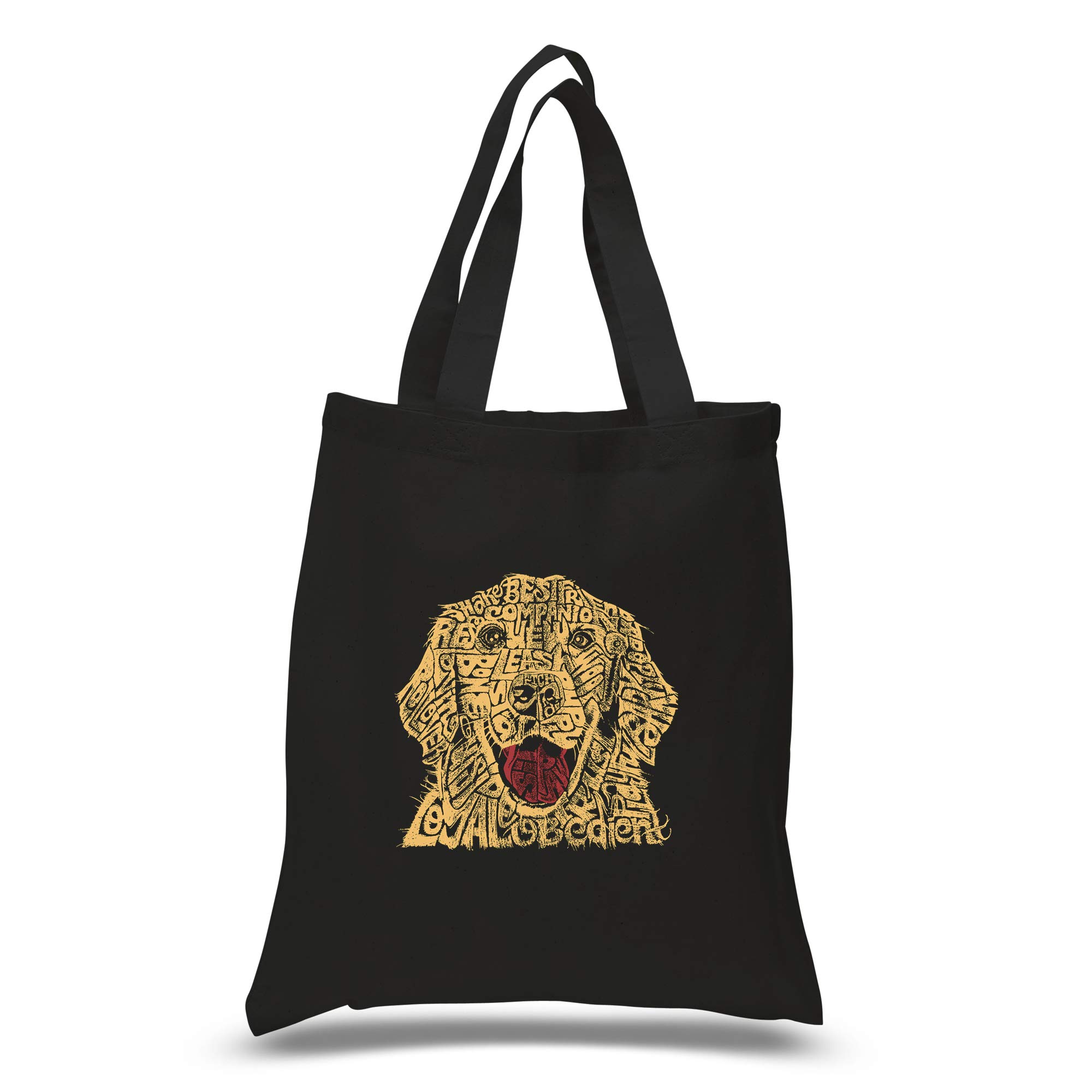 LA POP ART Small Word Art Tote Bag - Cute Dog Design Canvas Shopper for Women | Perfect for Grocery Shopping, Beach Trips & Daily Use