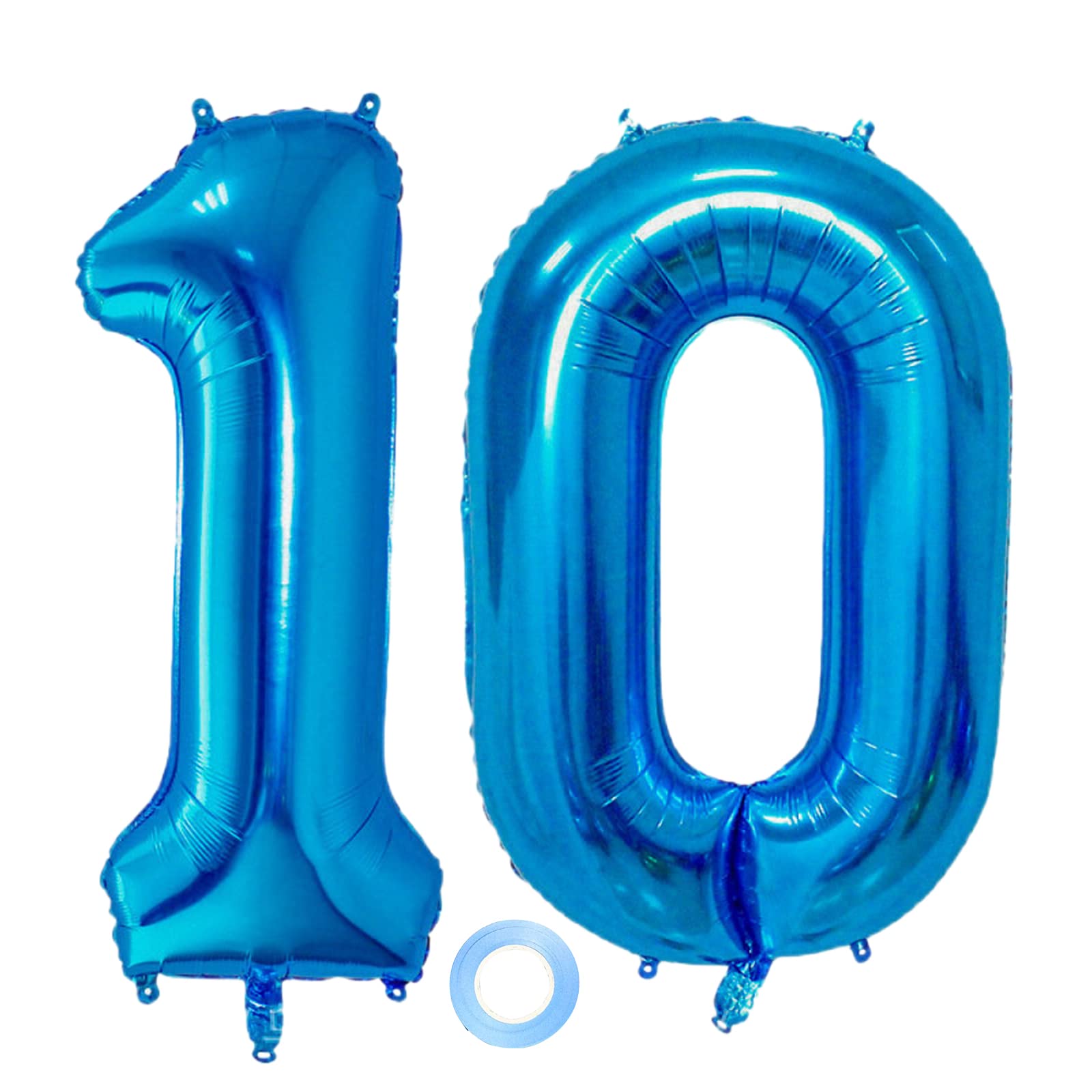 32 Inch Blue Number 10 Balloons for 10th Birthday Party Decorations - 2 Pack Foil Balloons with Self-Sealing Valve - Perfect for Boys & Girls Birthday, Anniversary & Graduation Celebrations