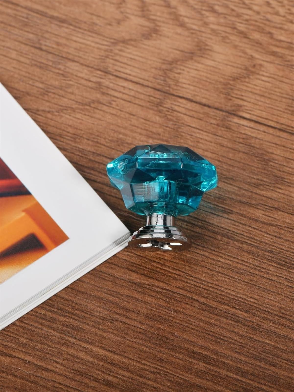 Colorful Crystal Cabinet Knobs and Drawer Pulls - 10 Pack Kids Drawer Handles in Blue, Green & Silver | Diamond Shaped Clear Knobs for Bedroom, Kitchen & Nursery Furniture