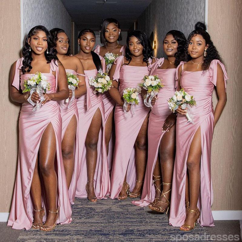 Elegant Pink Mermaid Side Slit Maxi Long Bridesmaid Dress for Weddings, Prom & Formal Events - Flattering Party Gown WG1907