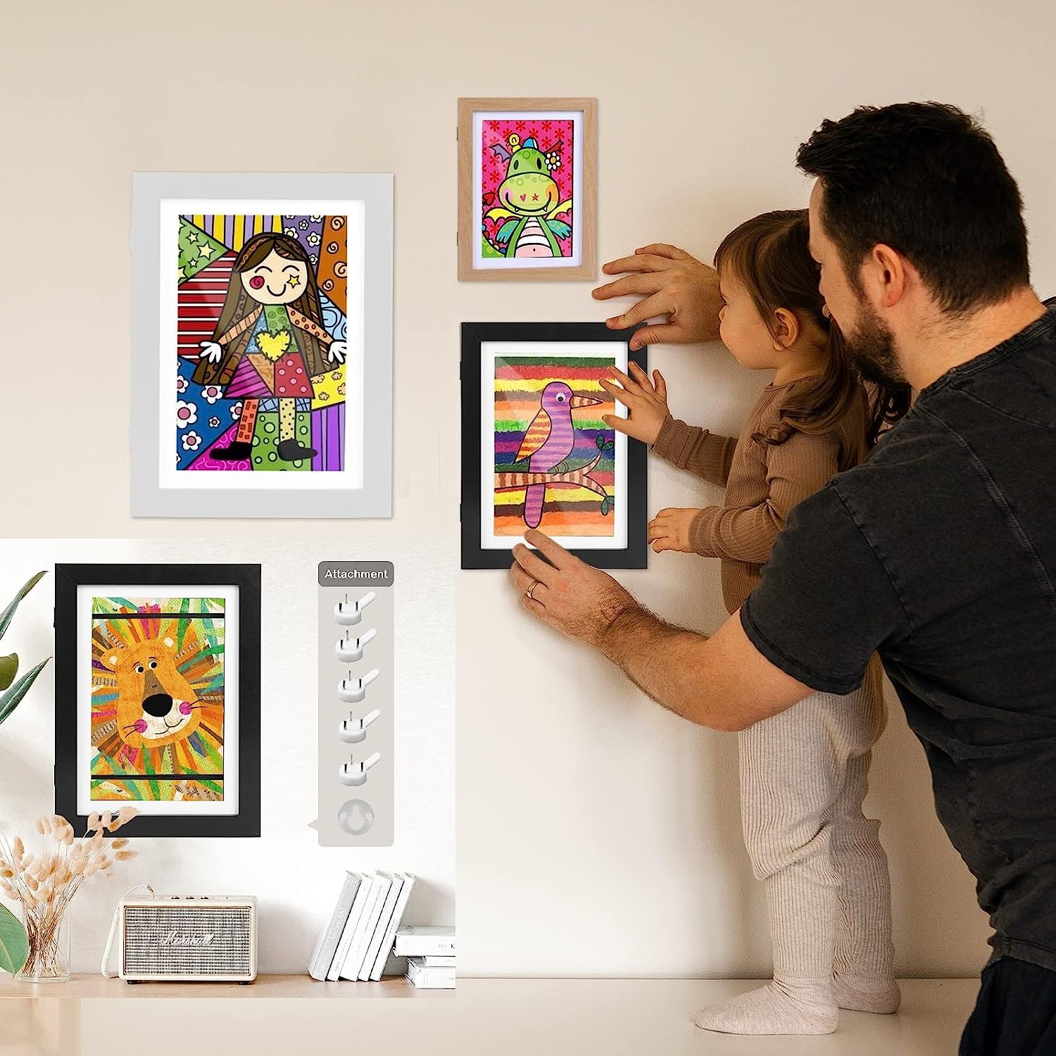Kids Art Frames - Front Opening A4 Display for Drawings & Crafts | School & Home Decor