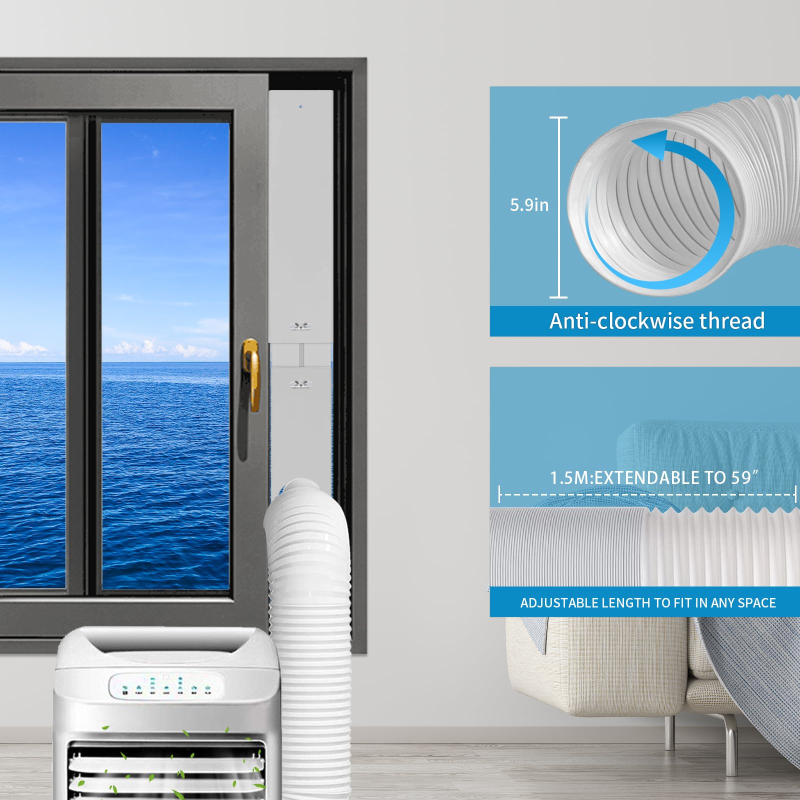 Universal Portable Air Conditioner Window Vent Kit - 5.9