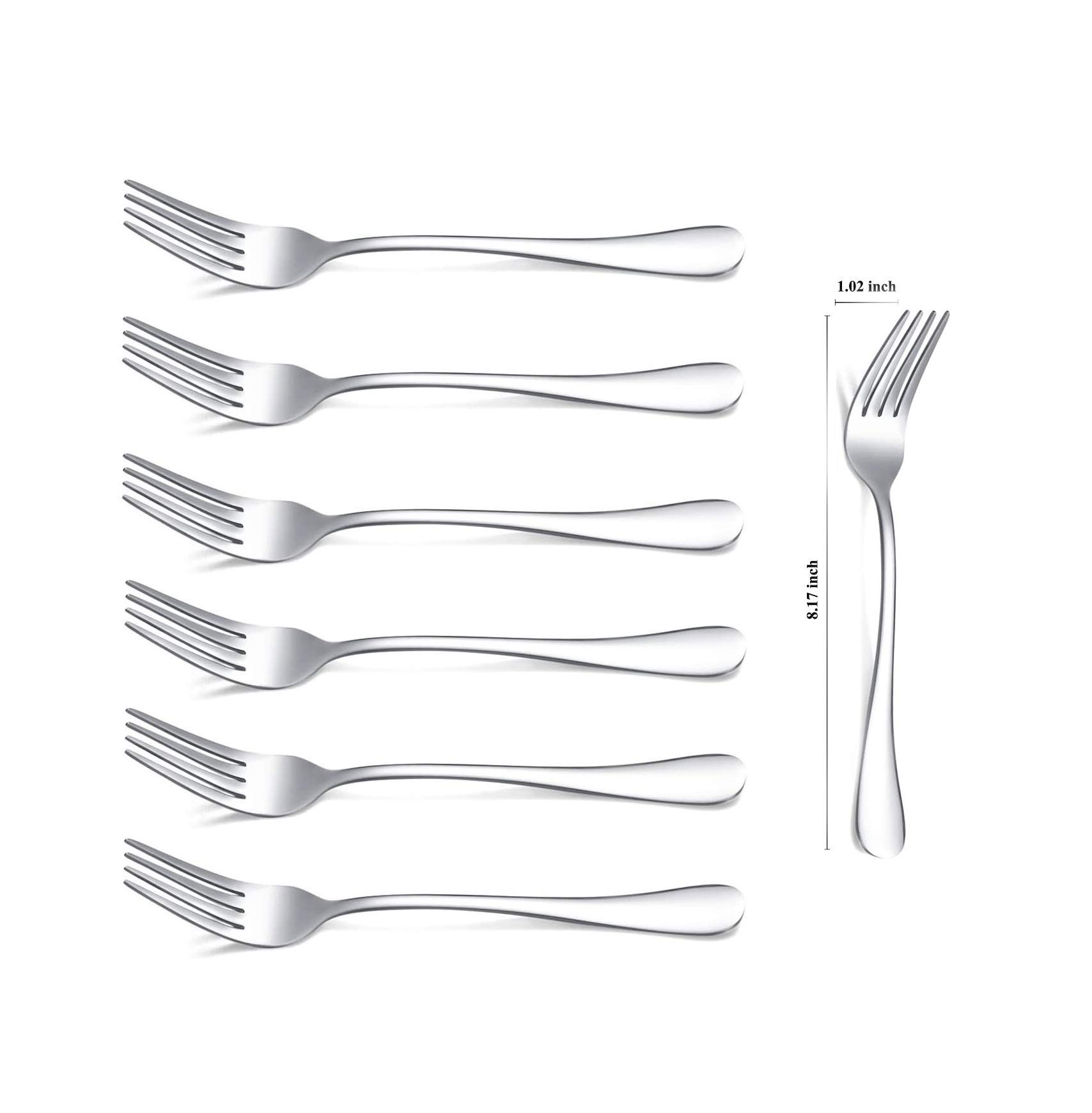 Premium Kyraton 6-Piece Stainless Steel Dinner Forks Set - 8.17 Inch Elegant Silverware for Fine Dining, Restaurants & Home Entertaining