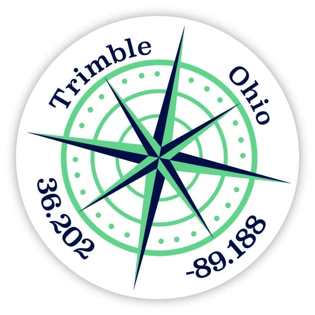 Trimble Ohio 4-Inch Fridge Magnet with Latitude Longitude Compass Design - Perfect for Travel Lovers, Geography Enthusiasts & Unique Home Decor