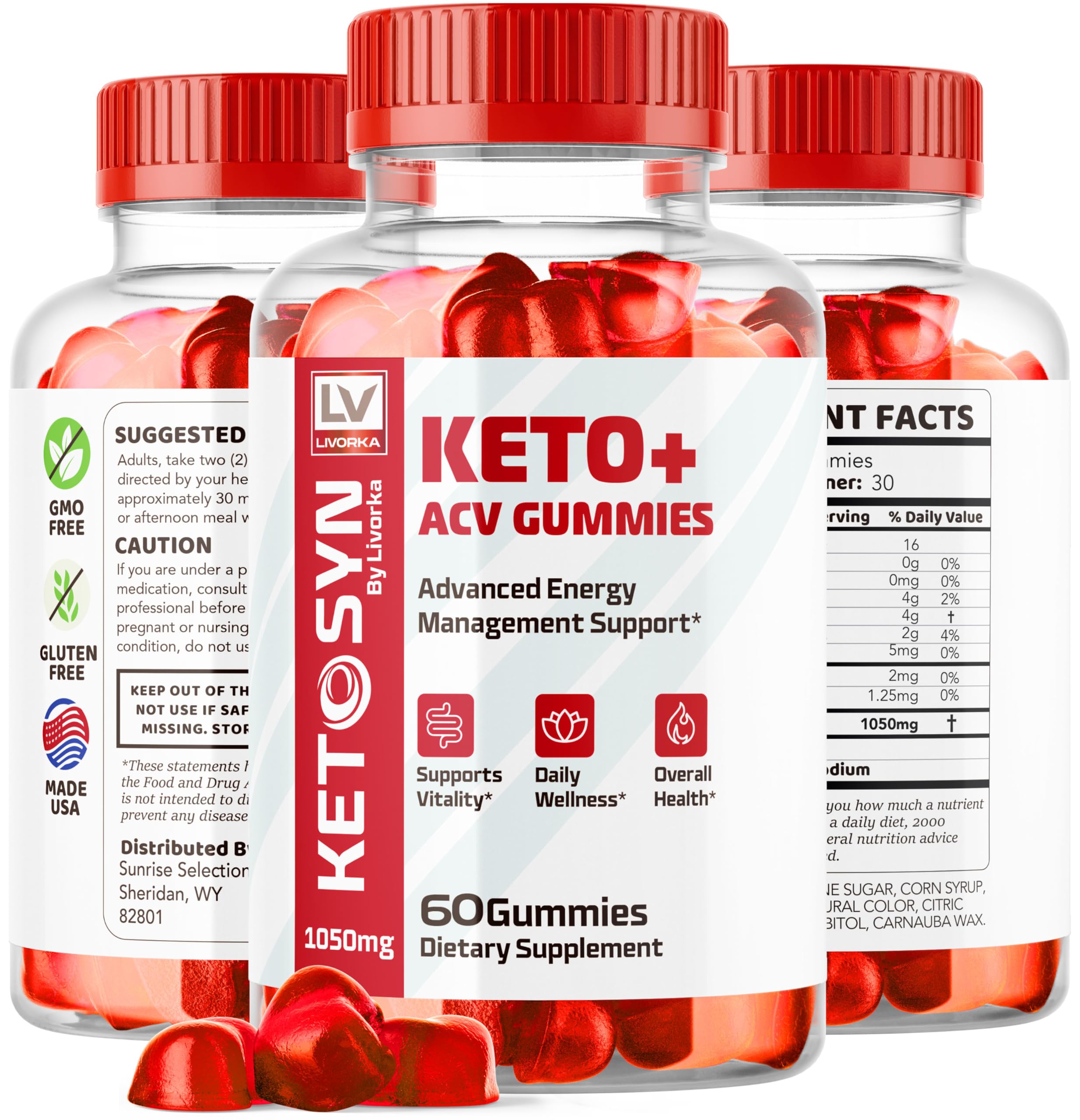 Ketosyn ACV Keto Gummies (3 Pack) - 180 Apple Cider Vinegar Gummies for Weight Loss & Digestive Health - 1050mg per Serving - Supports Ketosis & Metabolism - Perfect for Keto Diet & On-the-Go Wellness