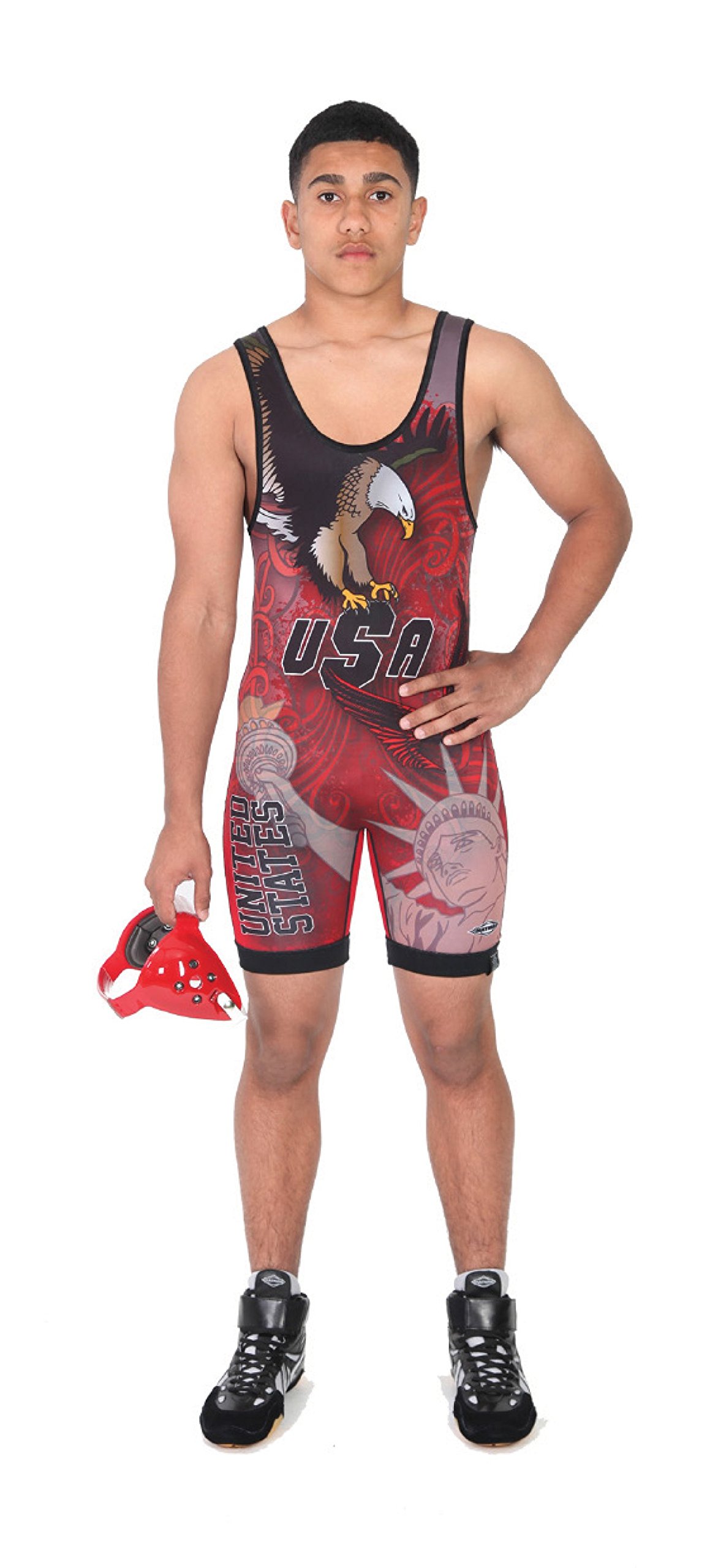 High-Quality USA Made Lycra Wrestling Singlet - Red - Perfect for Competition, Training & MMA