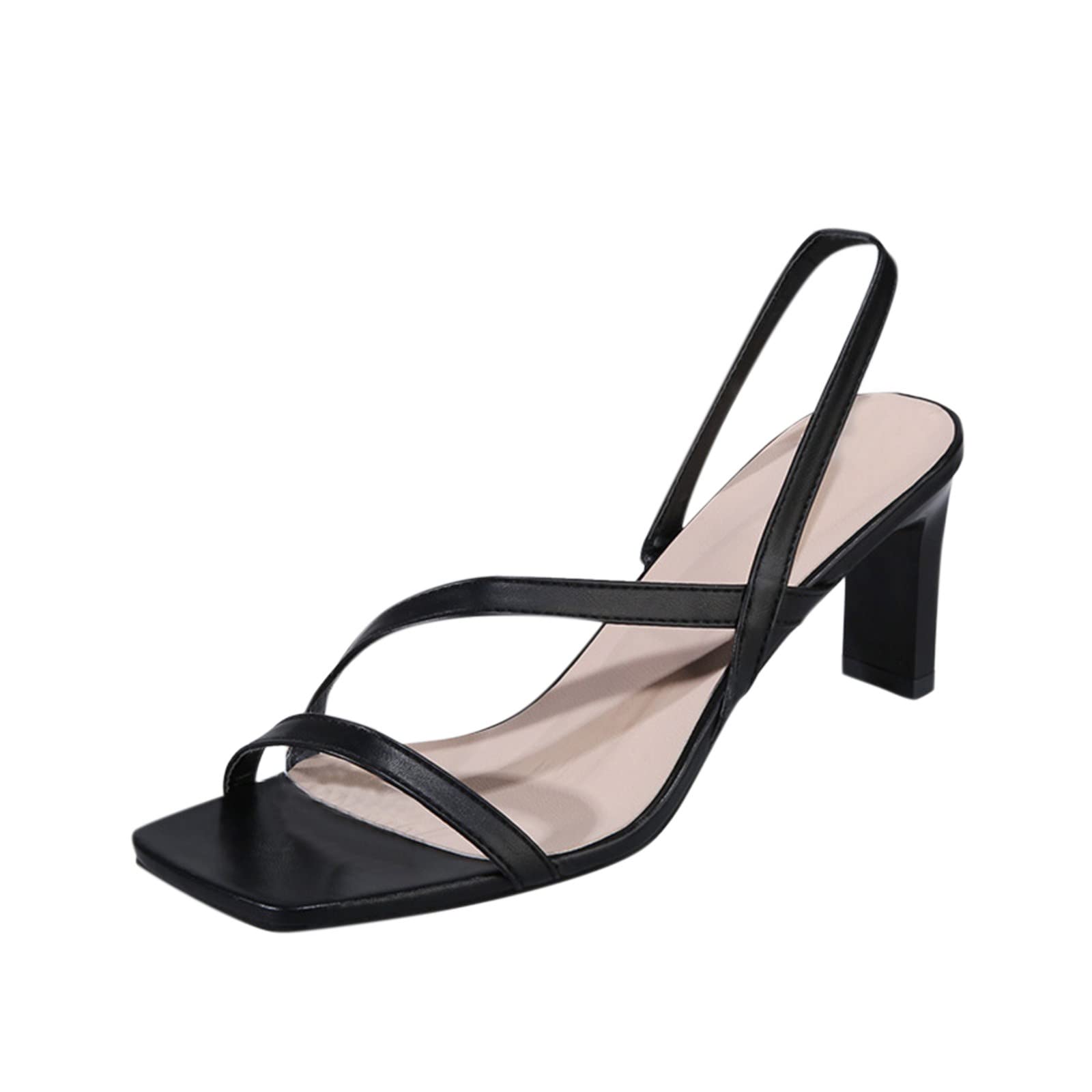 Women's Chunky Heel Strappy Sandals - Comfortable Mid Height Summer Yoga Shoes for Outdoor Walking, Beach Vacation & Casual Wear (Size 9)