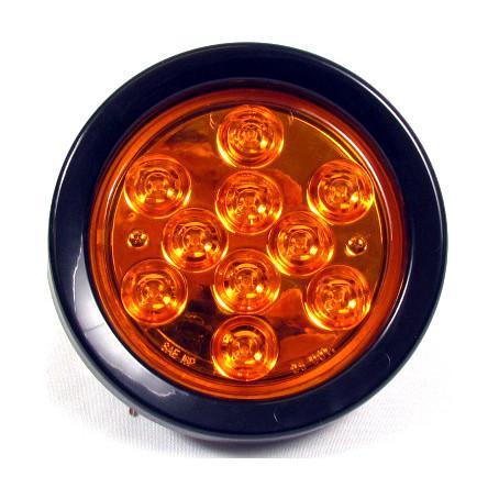 4 Round Amber LED Lights - 10 High-Intensity LEDs, 24V DC for Truck/Trailer Tail & Turn Signals - Perfect for Semi Trailers, RVs, and Commercial Vehicles