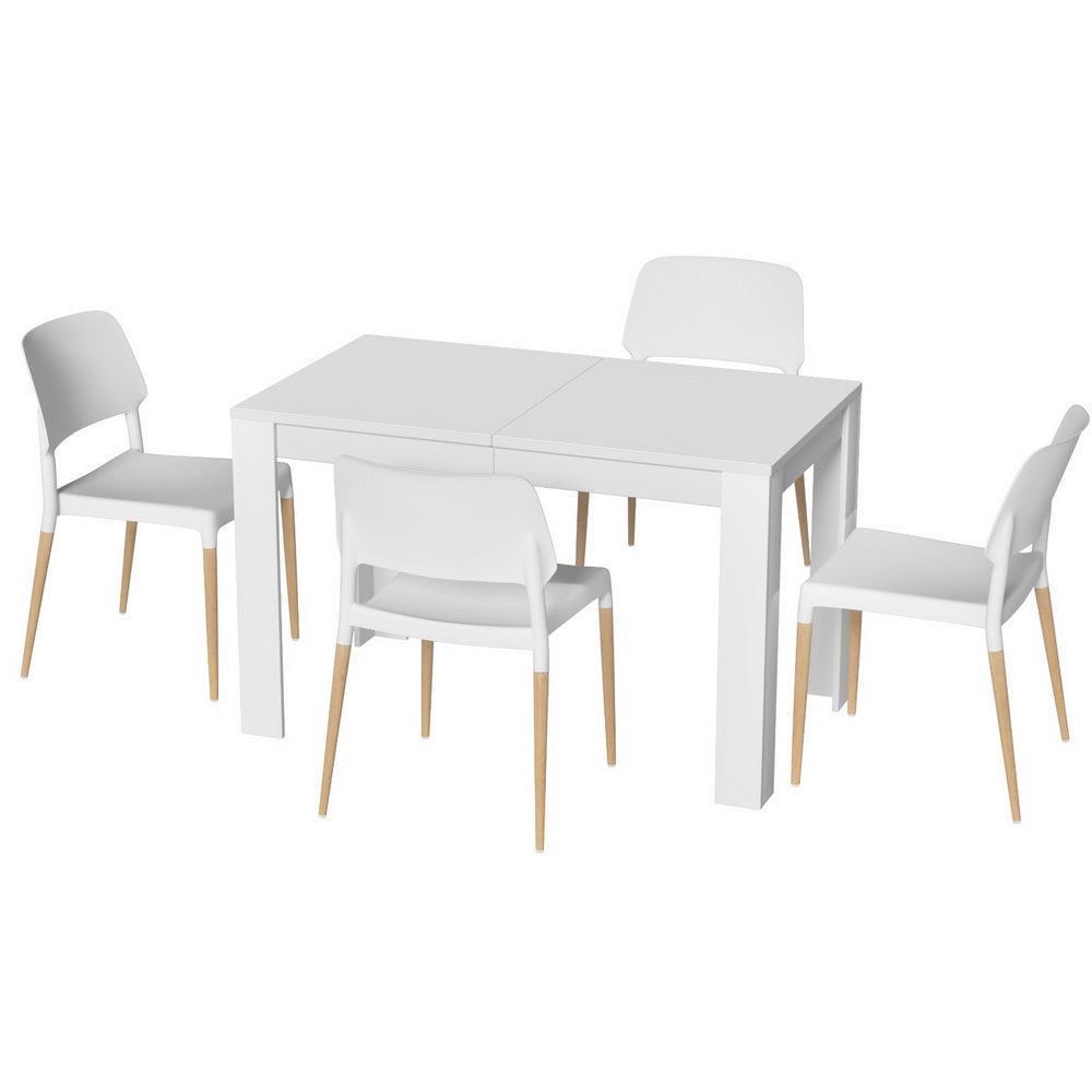 Artiss 5-Piece White Wood Dining Table Set with 4 Chairs - Perfect for Kitchen, Dining Room & Small Space Gatherings