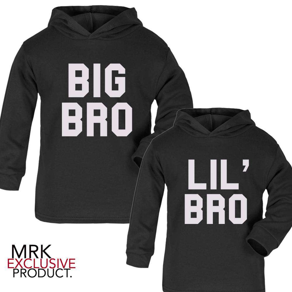 MRK X Matching Black Hoodies for Big, Lil' & Middle Bro - Family Sibling Outfits (Ages 1-13 Years) - Perfect for Family Photos, Sibling Bonding & Casual Wear
