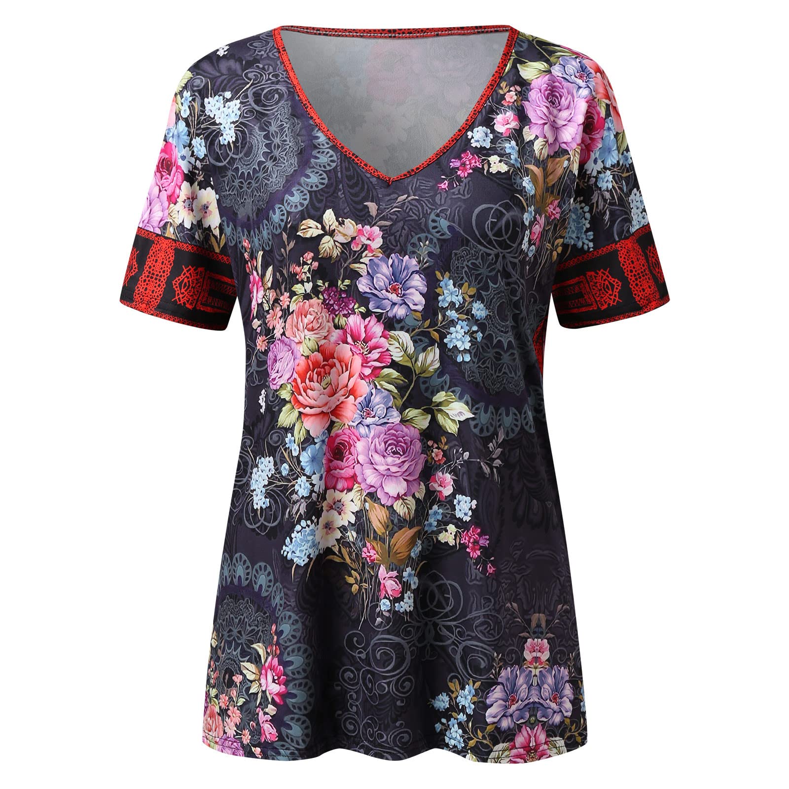 Women's Short Sleeve Printed T-Shirt - Summer Casual Loose Fit Tee for Workout & Everyday Wear | Trendy Fashion Top for Women | Perfect for Gym, Running, Yoga and Street Style Outfits