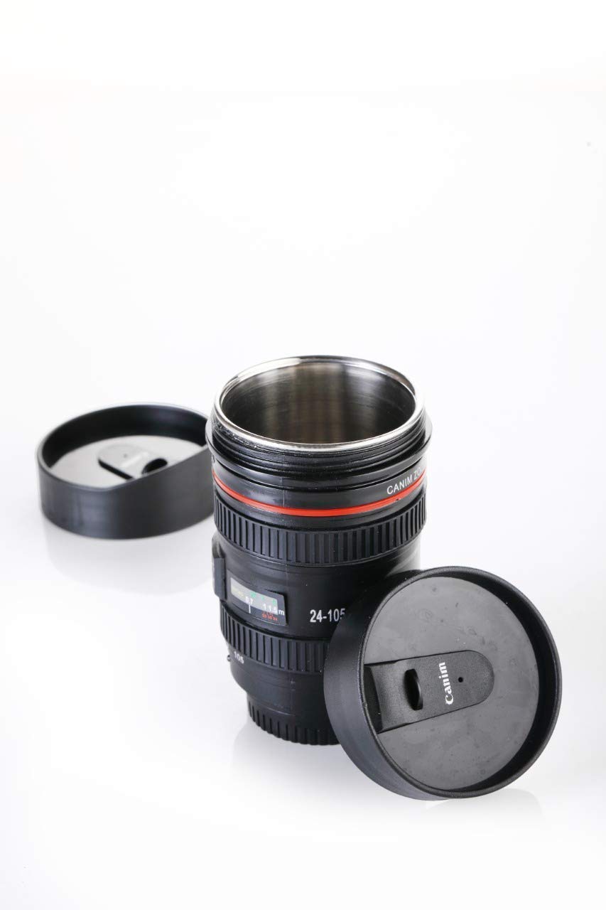 XMART INDIA Camera Lens Shaped Coffee Mug with Lid - Insulated Travel Flask for Tea & Hot Drinks - Unique Photography Themed Gift for Photographers & Coffee Lovers - Perfect for Office, Home Use & Outdoor Adventures