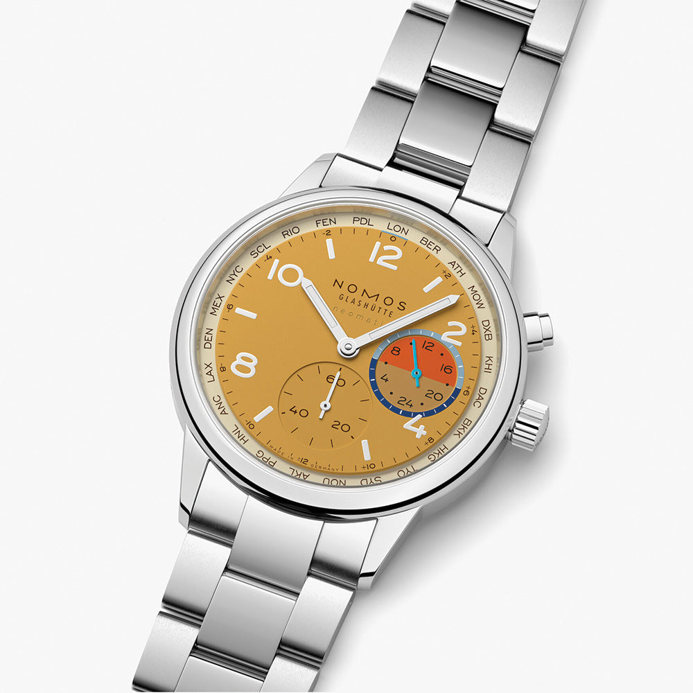 NOMOS Club Sport Neomatik Worldtimer Limited Edition 40mm Watch with Stainless Steel Bracelet - Perfect for Travelers & Luxury Watch Collectors