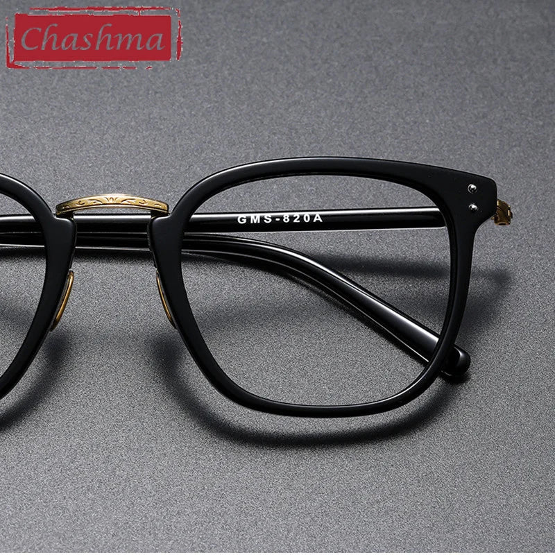 Unisex Square Acetate Titanium Frame Eyeglasses 82044 - Lightweight & Durable for Men & Women - Perfect for Reading, Work & Fashion Accessory