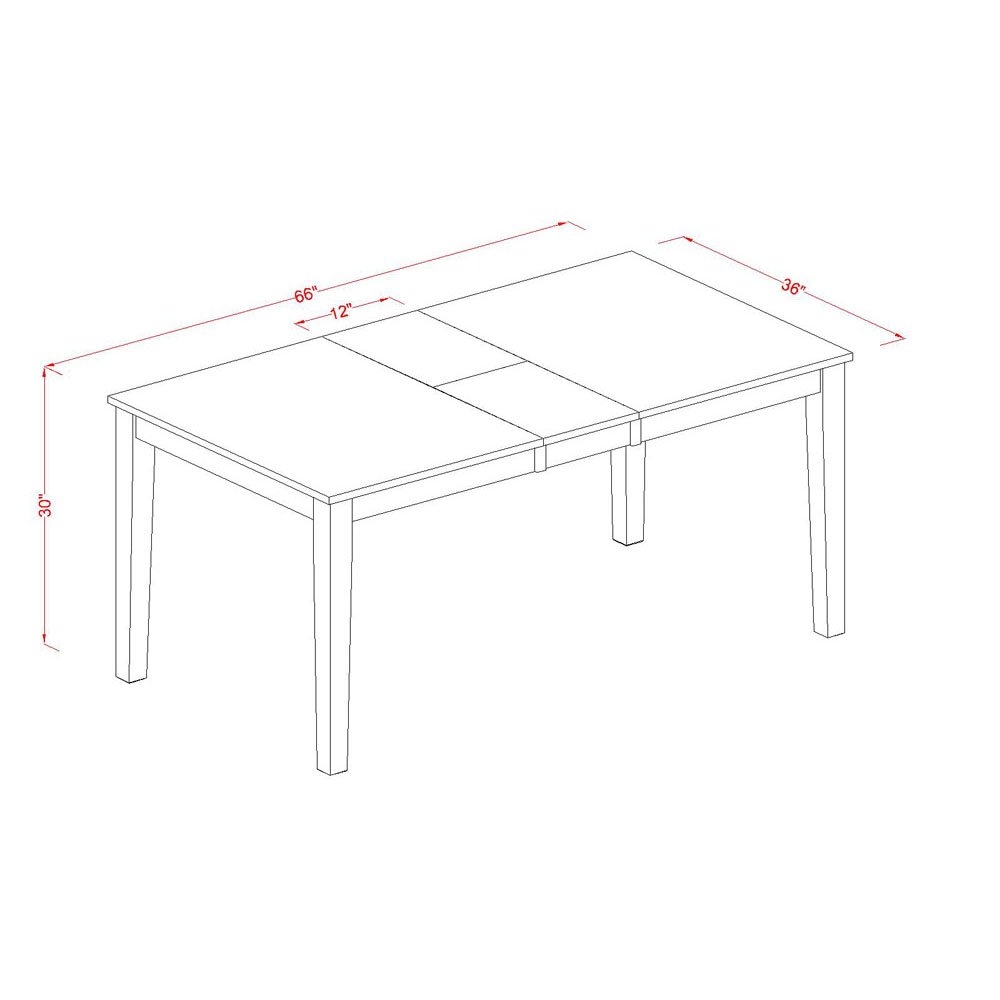 East West Furniture NIQU5-WHI-W 5-Piece Dining Set with Rectangle Table & 4 Chairs - 36x66 Inch Expandable Butterfly Leaf Table in Buttermilk & Cherry - Perfect for Small Kitchens, Breakfast Nooks & Cozy Dining Spaces
