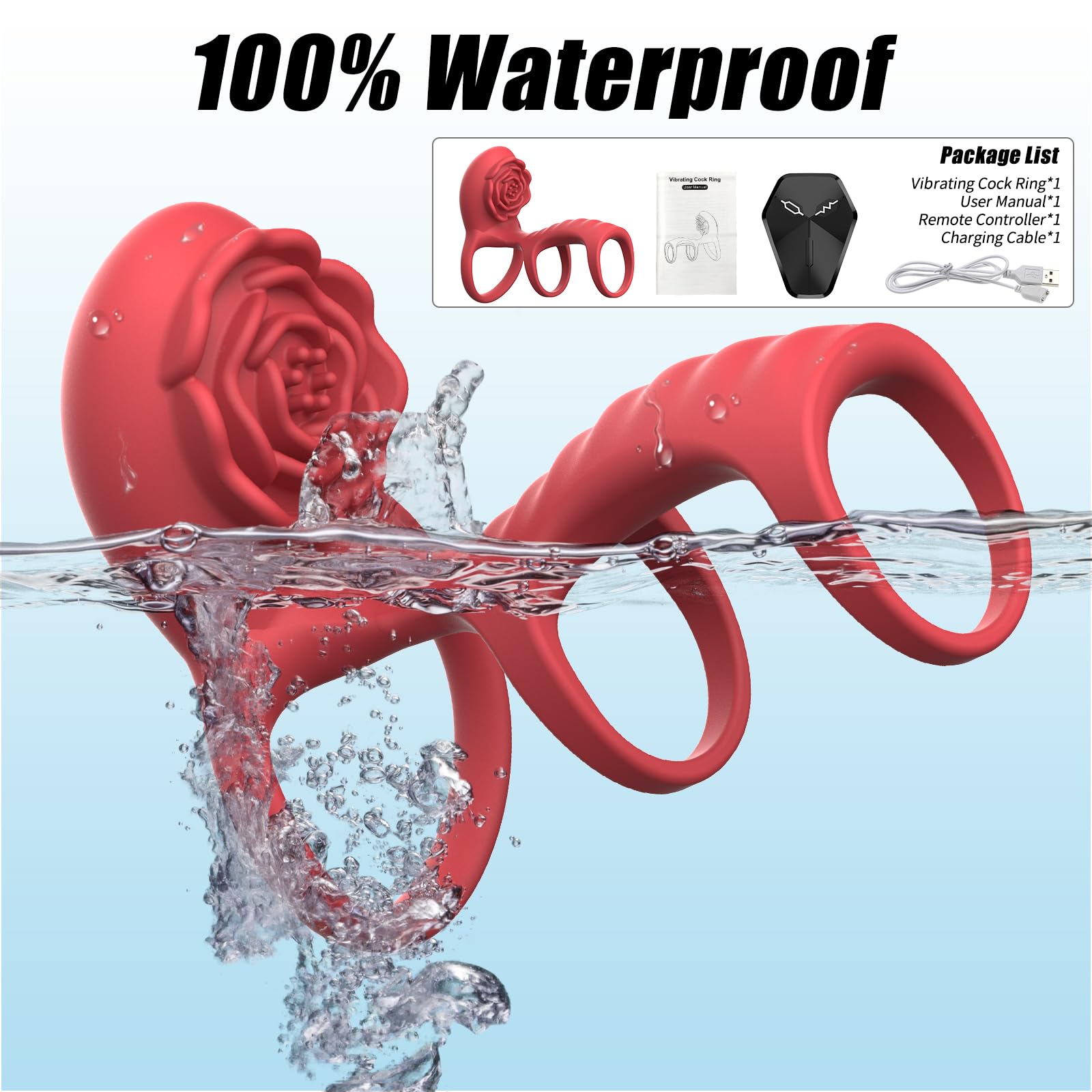 Premium Rose Vibrating Cock Ring - Remote Control Adult Sex Toy for Couples with 9 Vibration Modes, Clitoral & G-Spot Stimulation - Enhances Erection & Pleasure for Men & Women - Perfect for Romantic Nights & Spicing Up Your Sex Life