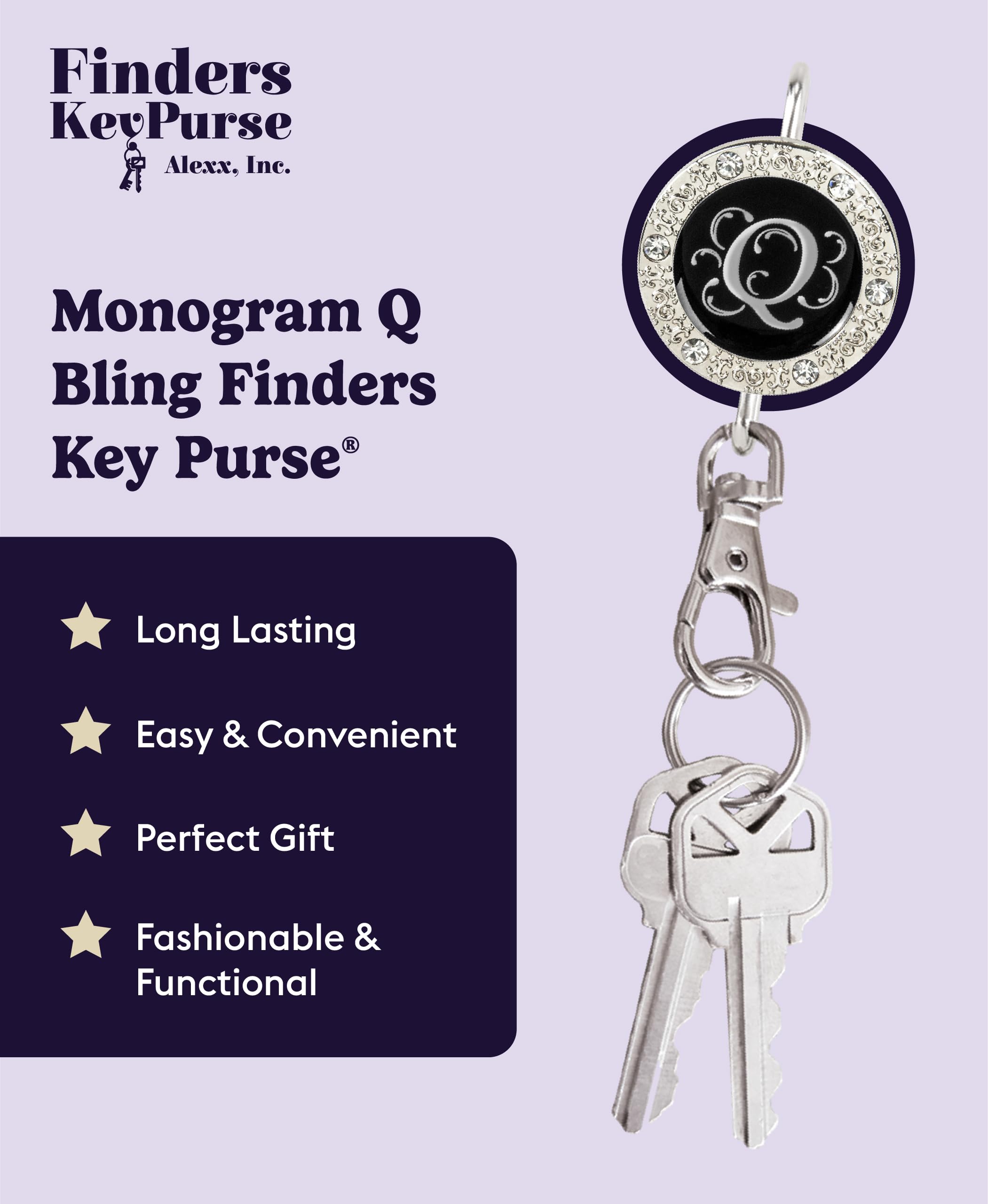 Personalized Monogram Key Finder & Purse Organizer - Stylish Women's Bag Charm Keychain Accessory, Perfect Gift for Mom, Wife, Daughter | Great for Travel, Daily Use & Handbag Organization