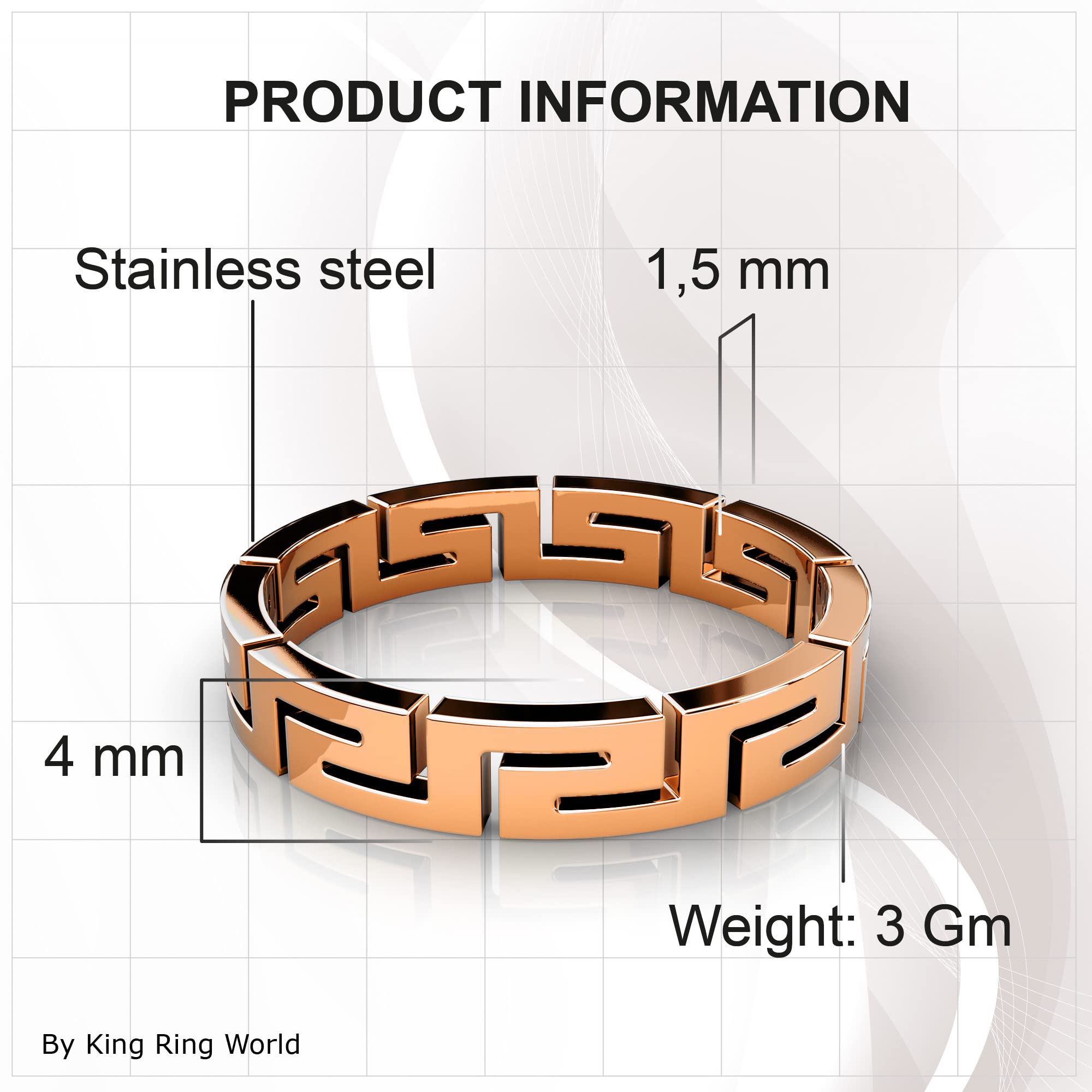 4mm King Ring – Viking Stainless Steel Greek Rings for Men & Women | Durable Couple Bands, Engagement & Wedding Rings | Perfect for Norse Lovers & Anniversary Gifts | Designed in USA