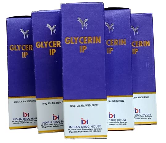 INDIAN DRUG HOUSE Glycerin IP Liquid USP Grade - 25g (Pack of 4) | Skin Moisturizer, Hair Conditioner & DIY Beauty Recipes | Pharmaceutical & Cosmetic Use