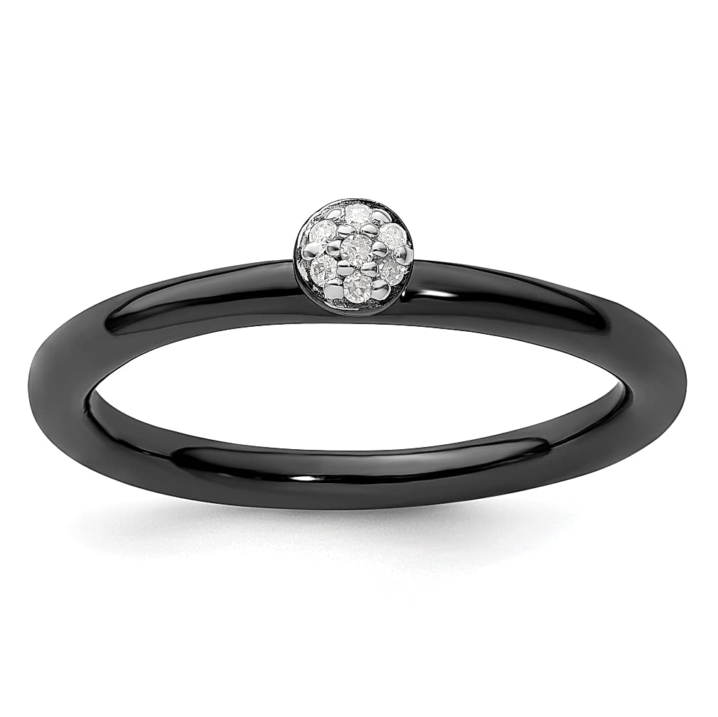 925 Silver Black Diamond Band Ring for Women - Stackable Jewelry Gift for Her - Perfect for Weddings & Parties