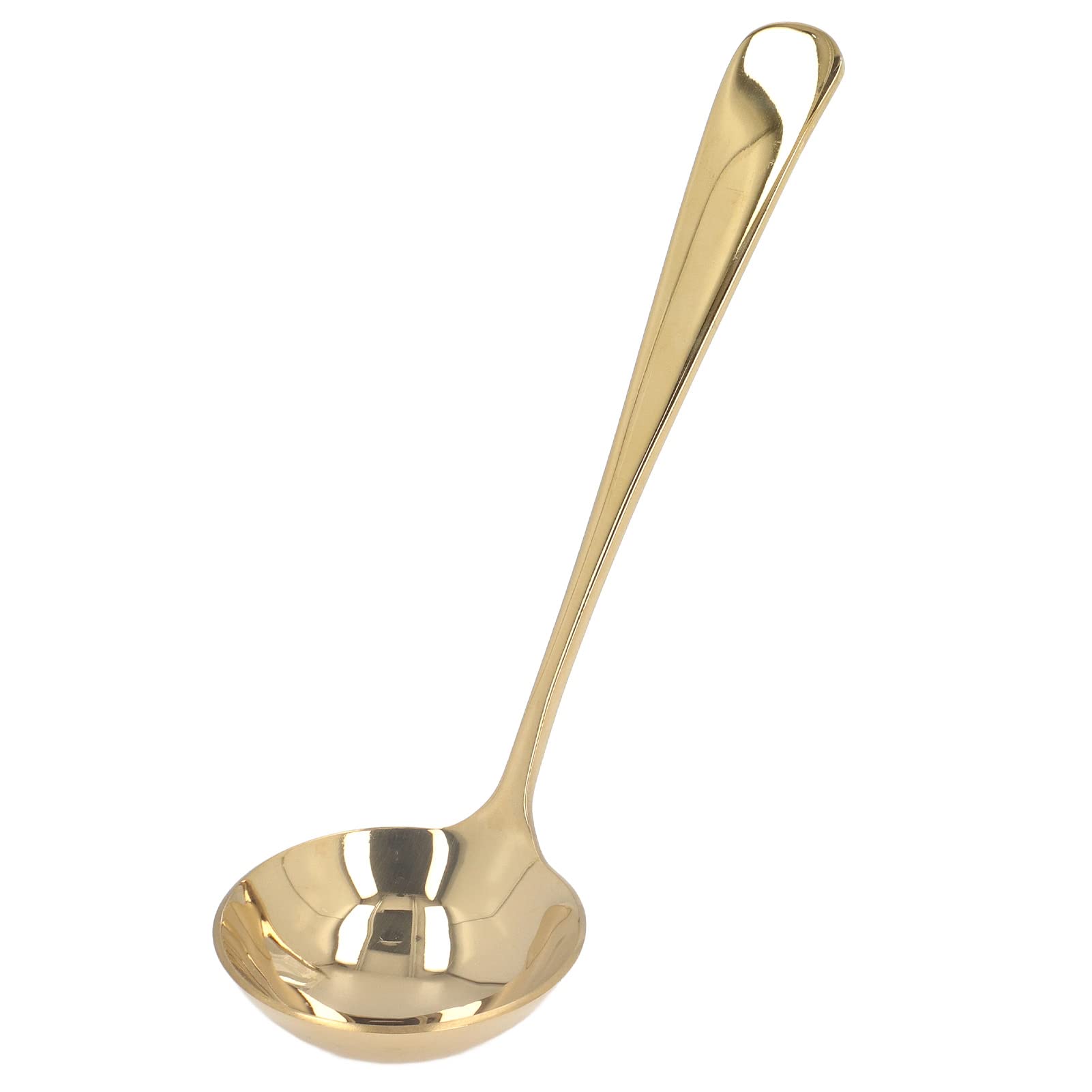 Premium Long Handle Stainless Steel Soup Ladle - Durable & Healthy Kitchen Tool for Cooking, Serving, Perfect for Soups, Stews, and Sauces (Golden)