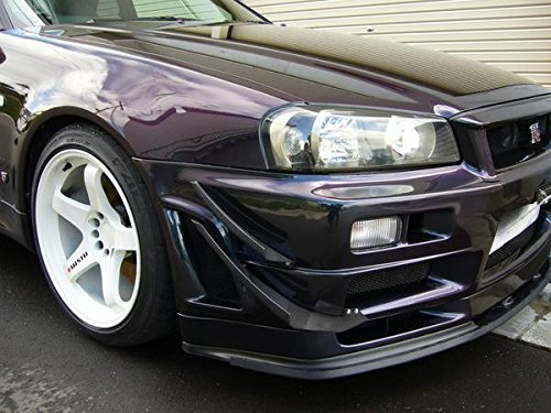 Carbon Fiber Front Bumper Canard Lip Splitter Kit for Nissan Skyline R34 GTR - 4pcs Exterior Upgrade - Perfect for Street Racing & Car Shows