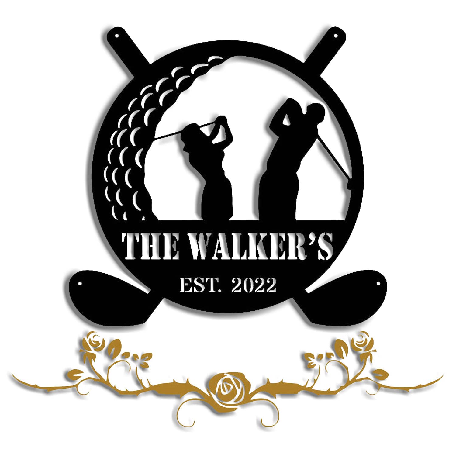 Custom Personalized Golf Sign - 19th Hole Metal Wall Art with Name & Monogram | Unique Golf Ball Gift for Men & Family | Perfect for Man Cave, Home Office or Golf Club Decor
