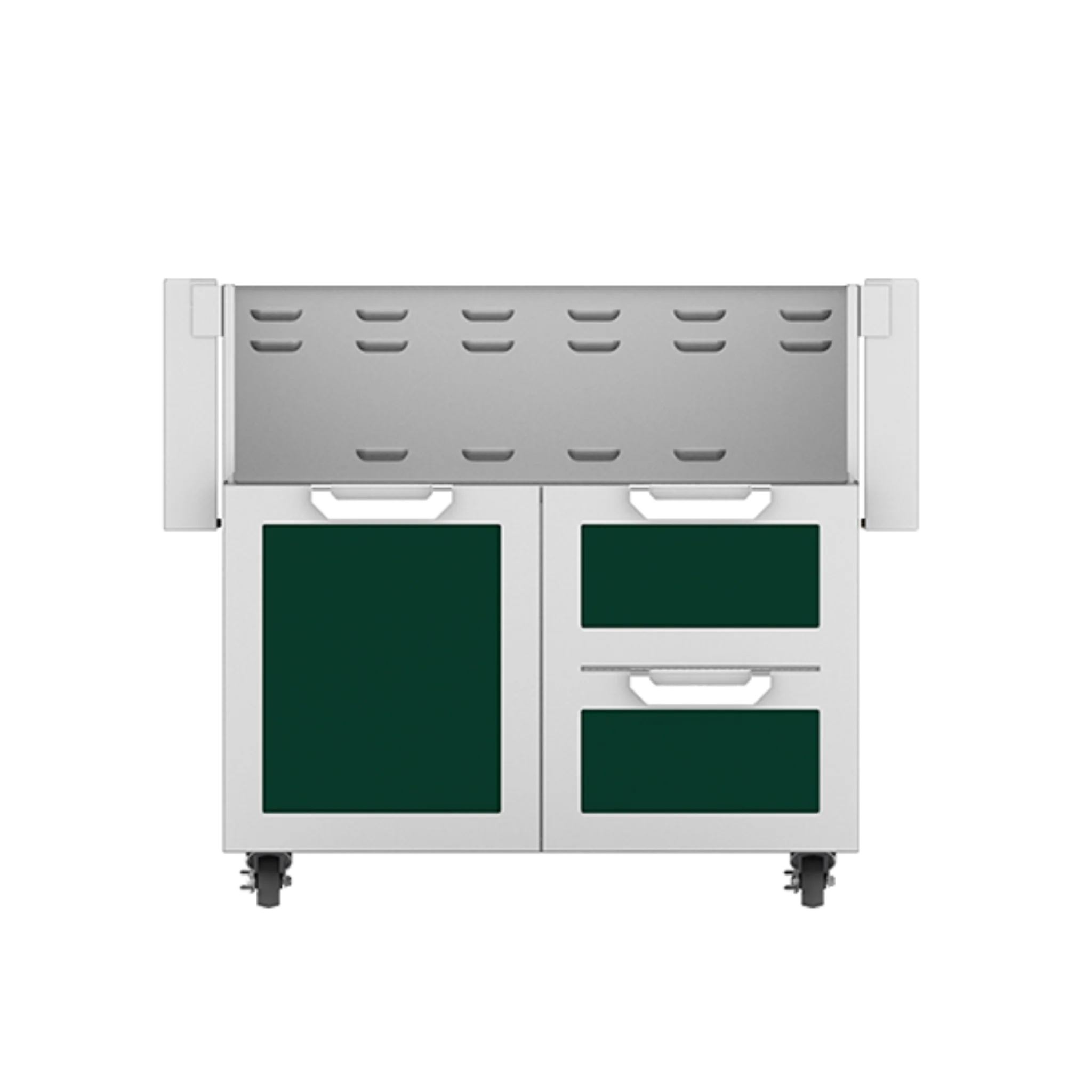 Hestan GCR36 36-Inch Outdoor Tower Cart with Door & Double Drawers - Heavy Duty Stainless Steel Kitchen Utility Cart for Patio, BBQ, Garden & Commercial Use