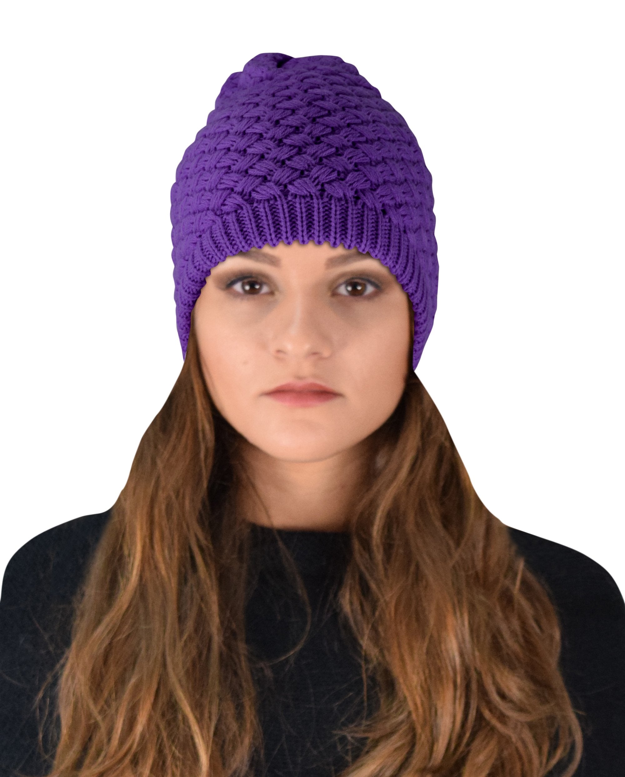 Warm Thick Crochet Knit Double Layer Beanie Slouchy Hat for Women & Men - Cozy Winter Accessory for Outdoor Activities