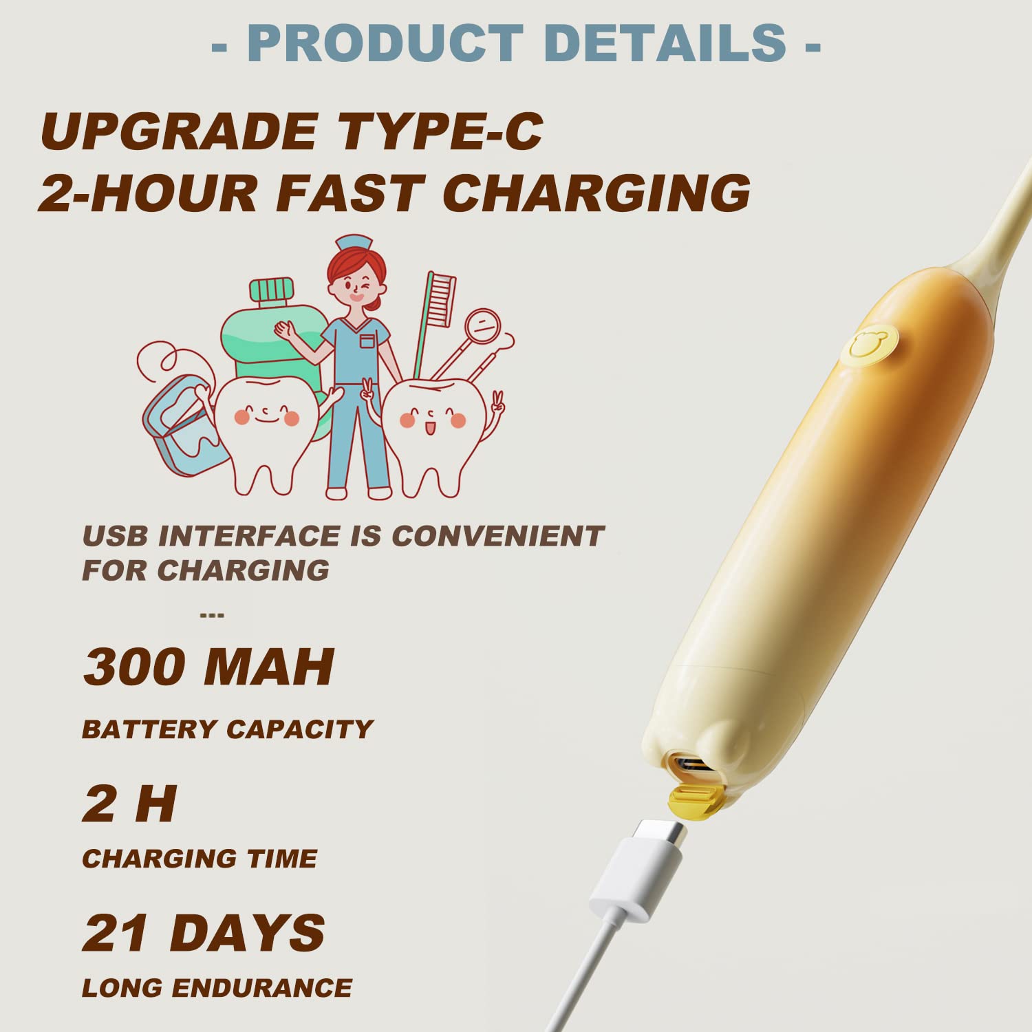 Kids Electric Sonic Toothbrush with 2-Minute Timer & Type-C Fast Charging - Ultrasonic Toothbrush for Children & Teens (Pink) - Perfect for Daily Oral Care & Travel