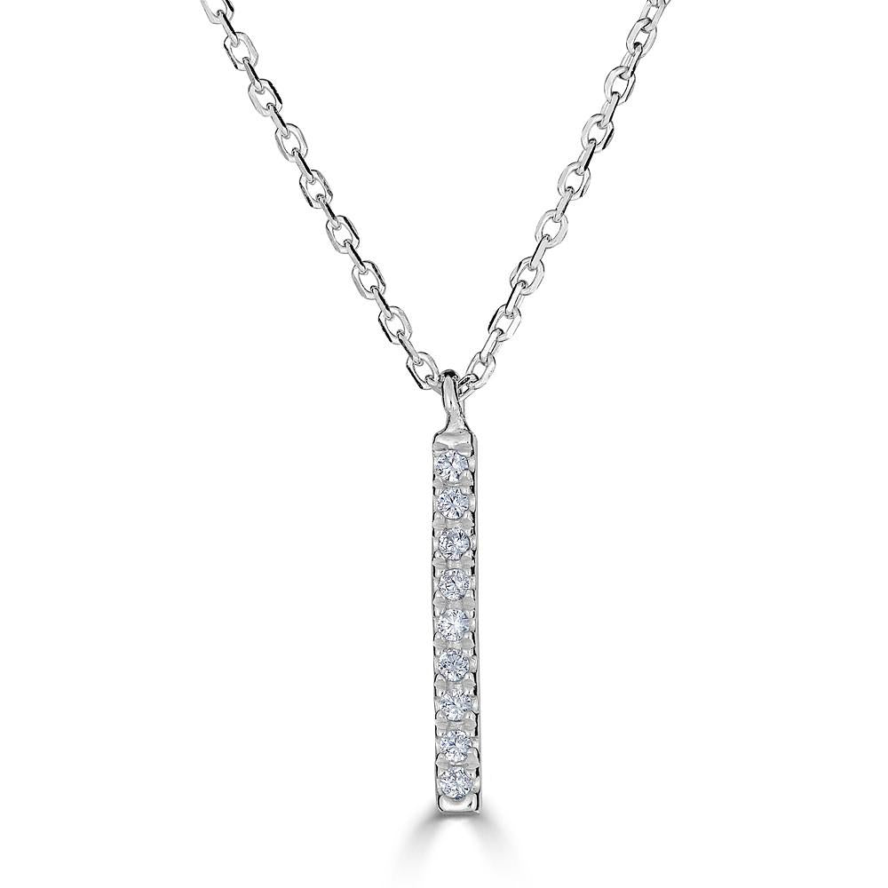 14K Gold 0.06 CTW Diamond Vertical Bar Necklace for Women - Elegant Minimalist Pendant Jewelry for Everyday Wear & Special Occasions