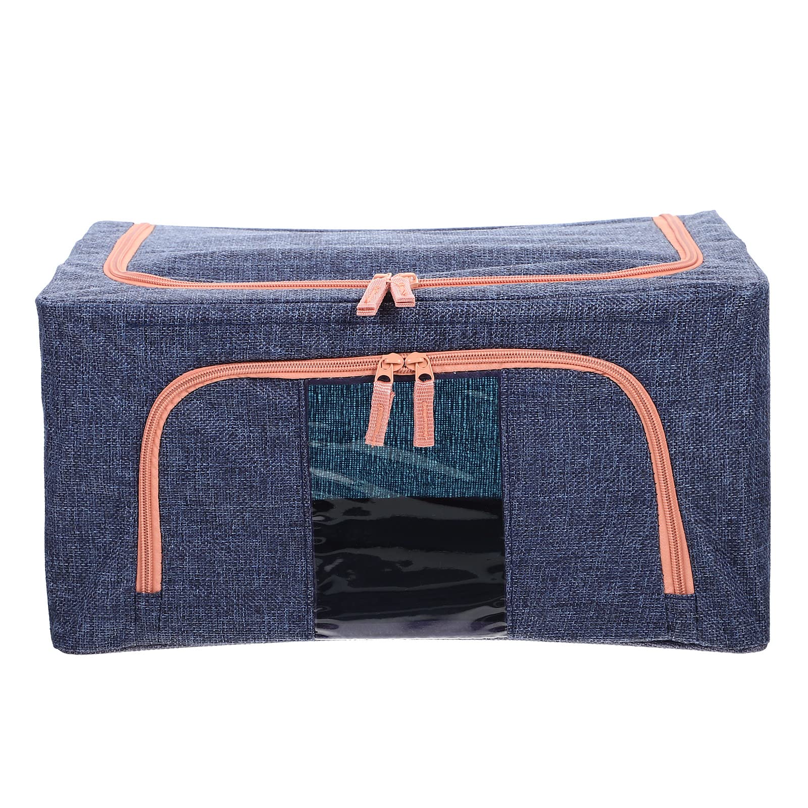 LUOZZY Portable Storage Box with Zippered Lid - Foldable Clothes Organizer, Toy Basket & Home Storage Container (Navy Blue) | Perfect for Closet, Nursery, Travel & Kids Room Organization