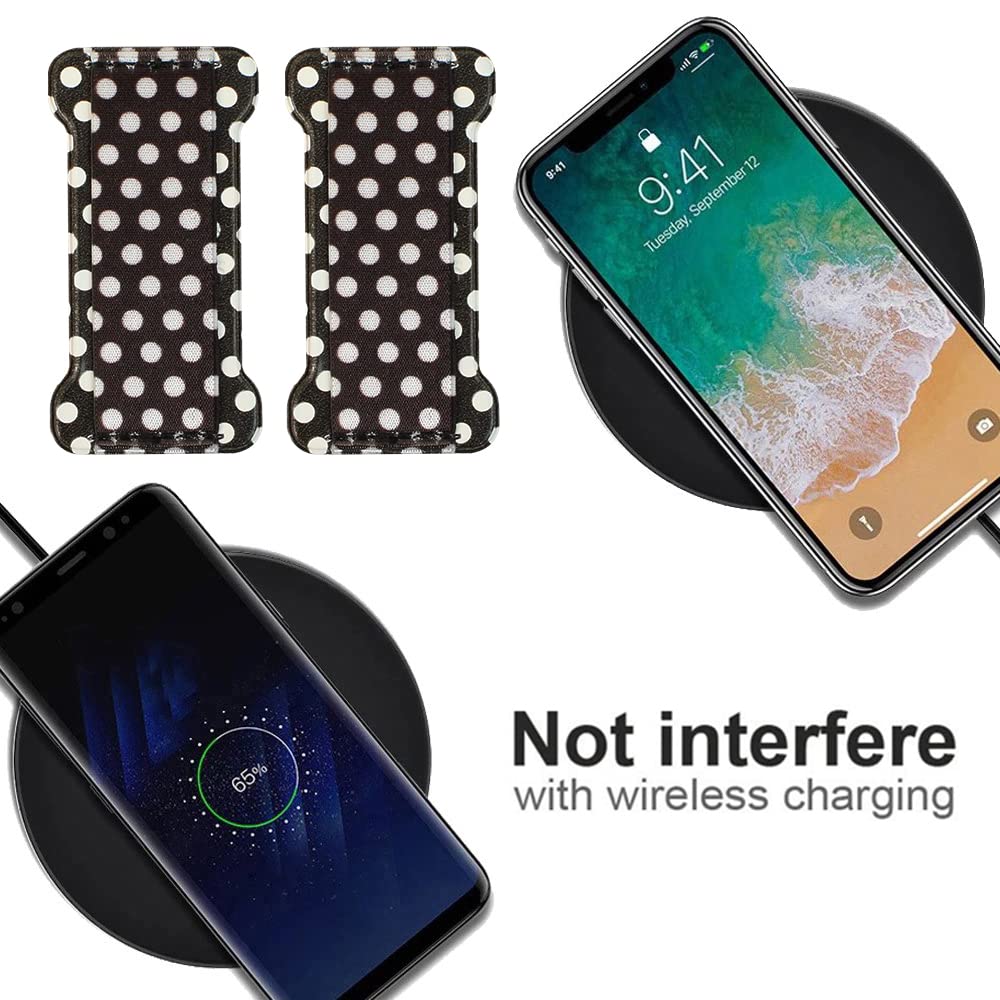 Ultra Thin Anti-Slip Finger Strap Phone Holder - Universal Cell Phone Grip Band for Secure One-Handed Use (2-Pack, Dot Black) | Perfect for Gym, Running, Commuting & Everyday Phone Protection