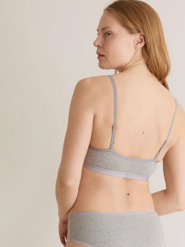Komodo Anastasia Organic Cotton Bra - Marl Grey | Comfortable & Breathable Women's Underwear for Everyday Wear & Yoga